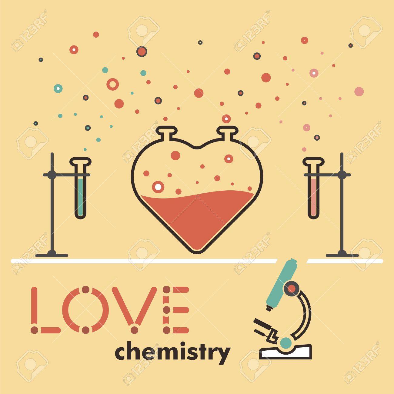 Química Del Amor, Corazón Línea Plana, El Amor Concepto, Diseño ...