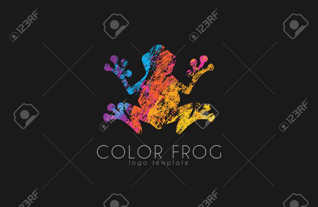Frog logo. Color frog logo. Creative logo design. Animal logo. - 53653940 Frog logo. Color frog logo. Creative logo design. Animal logo. - 53653940