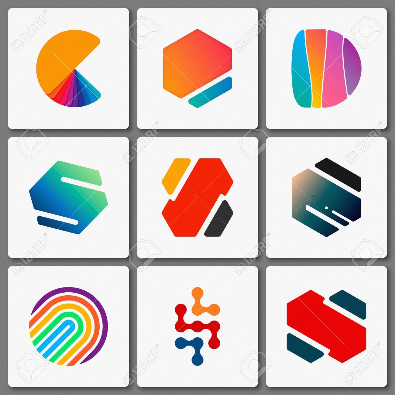 Logo Design Set Geometric Logos Creative Abstract Logo Simple