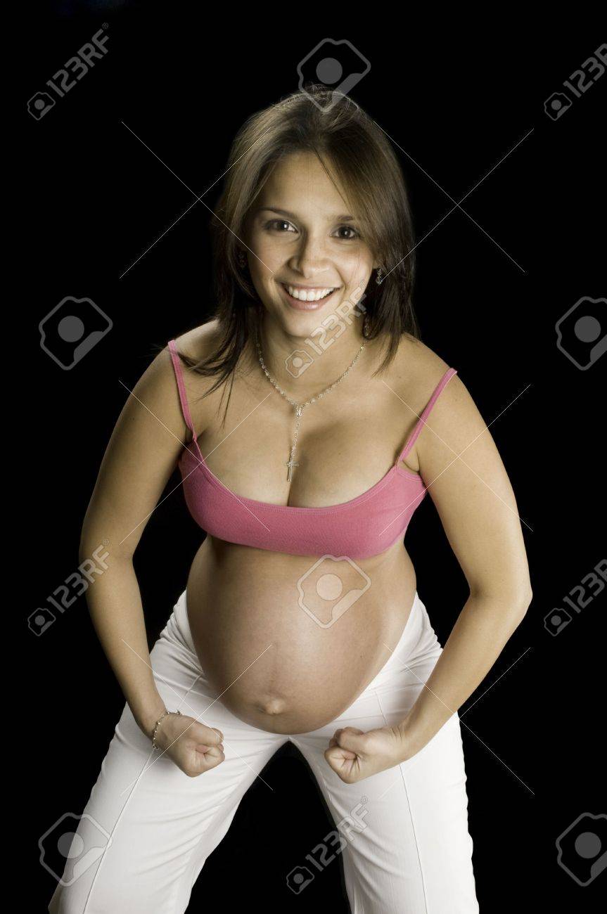 Mommy Shows Her Strength And Looks At Camera Smiling Stock Photo, Picture  and Royalty Free Image. Image 4414838.