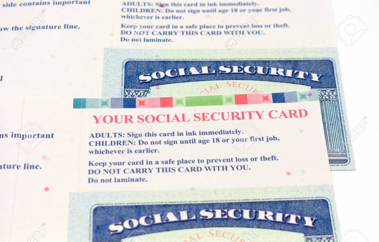 Selective Focus Two Social Security Cards With An Instructions Stock Photo Picture And Royalty Free Image Image 145986433