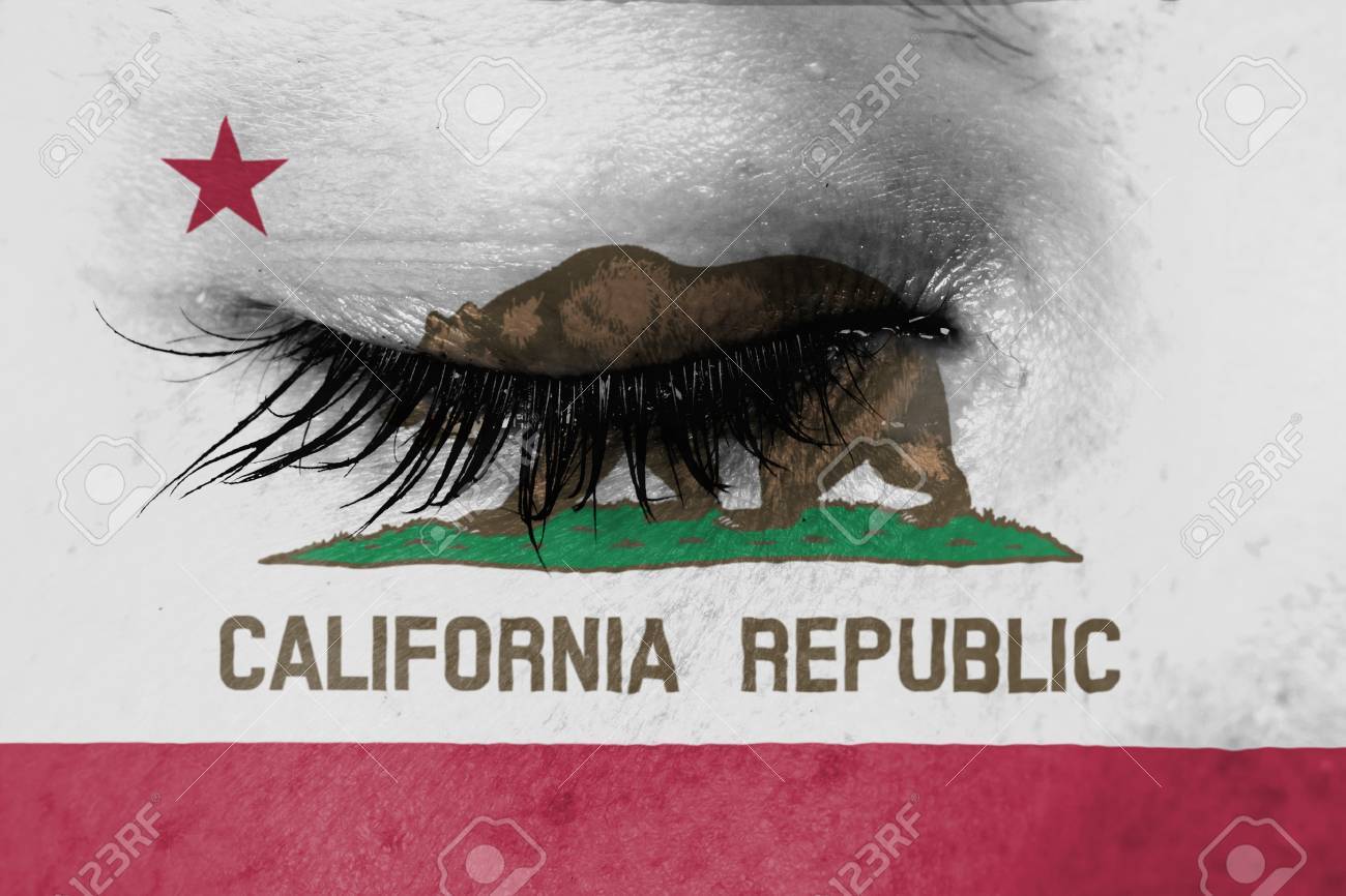 Crying Woman Pain And Grief Concept Flag Of California Stock Photo Crying Woman Pain And Grief Concept Flag Of California Stock Photo