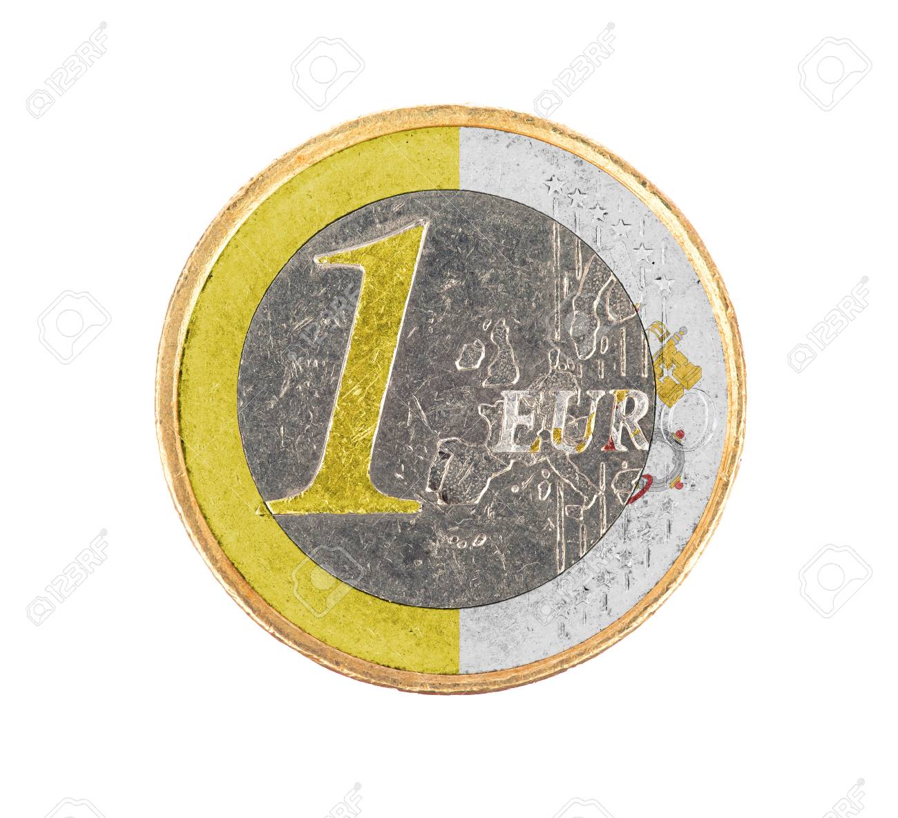 ユーロ硬貨、1 ユーロ、白、バチカン市国の旗で隔離の写真素材・画像素材 Image 29343175