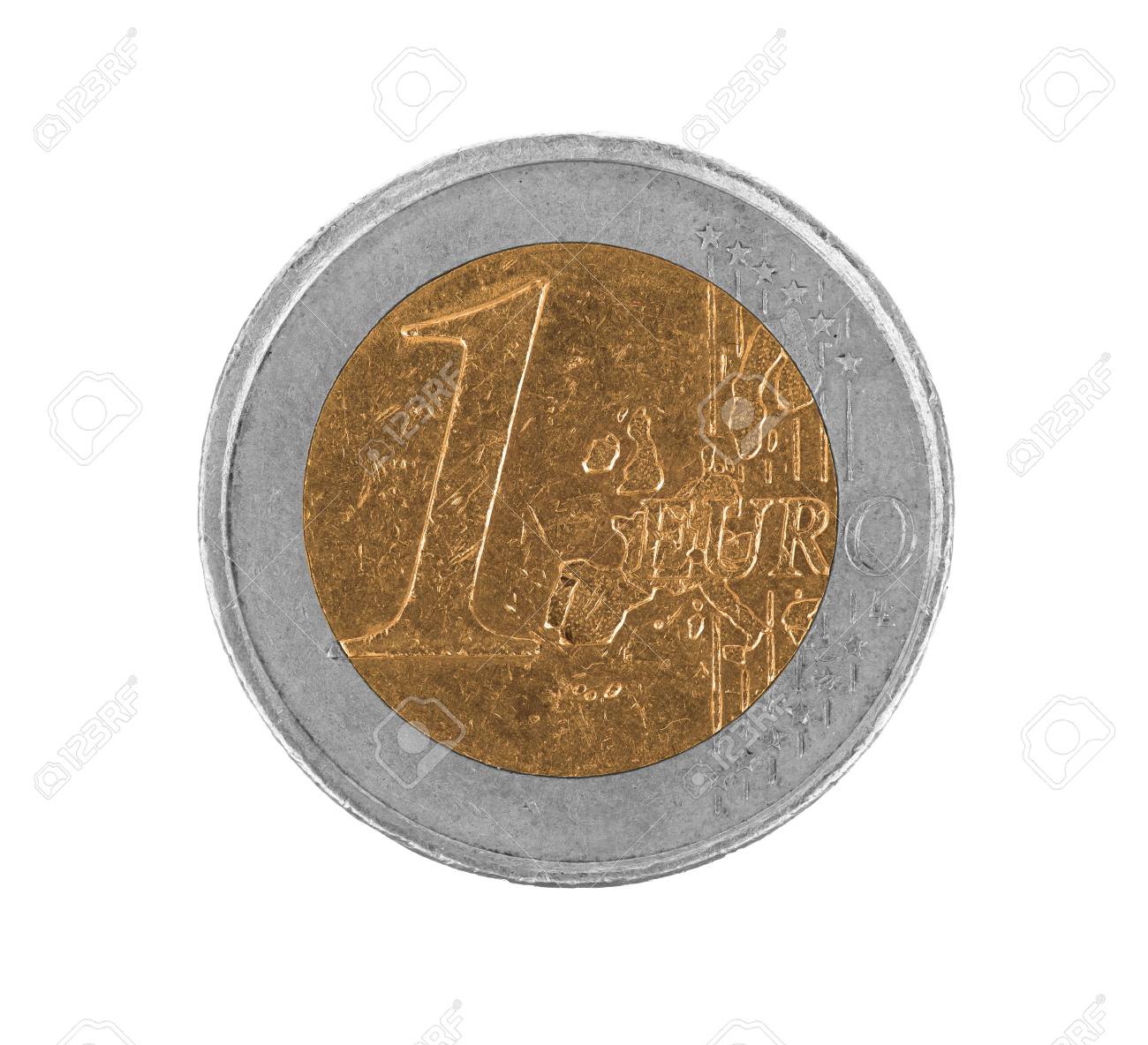 ユーロ硬貨、1 ユーロ、白、偽コイン (金と銀は間違った場所に) に分離の写真素材・画像素材 Image 29182279