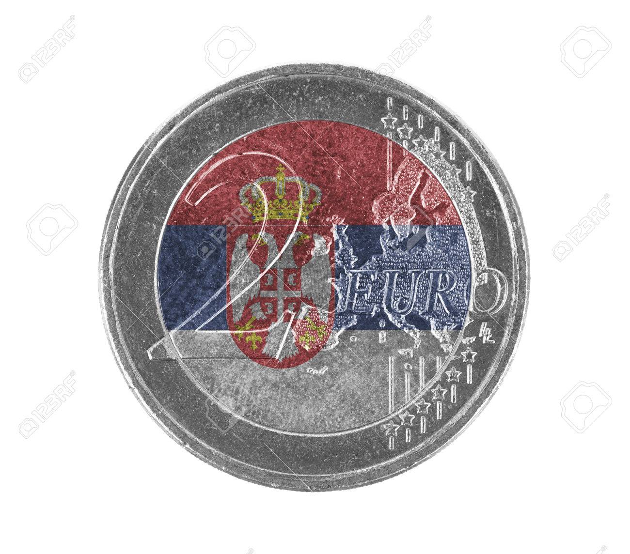 Euro Coin, 2 Euro, Isolated On White, Flag Of Serbia Stock Photo, Picture  and Royalty Free Image. Image 29239634.