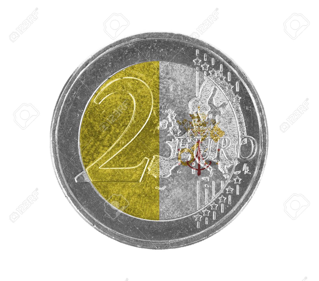 コイン、バチカン市国、記念コイン ユーロ コイン、2 ユーロ、白、バチカン市国の旗