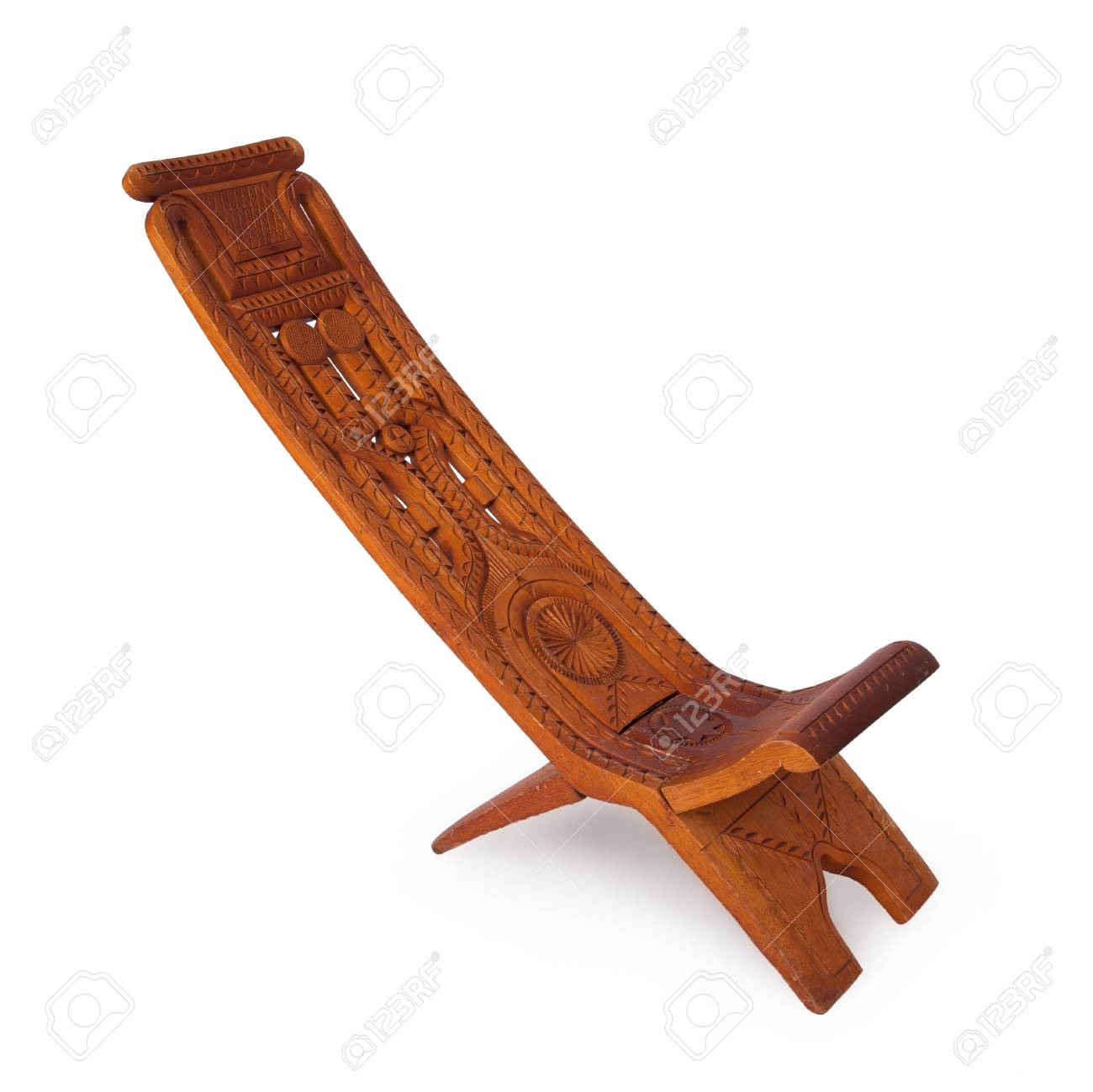 Unique wooden chair from Suriname, isolated on white