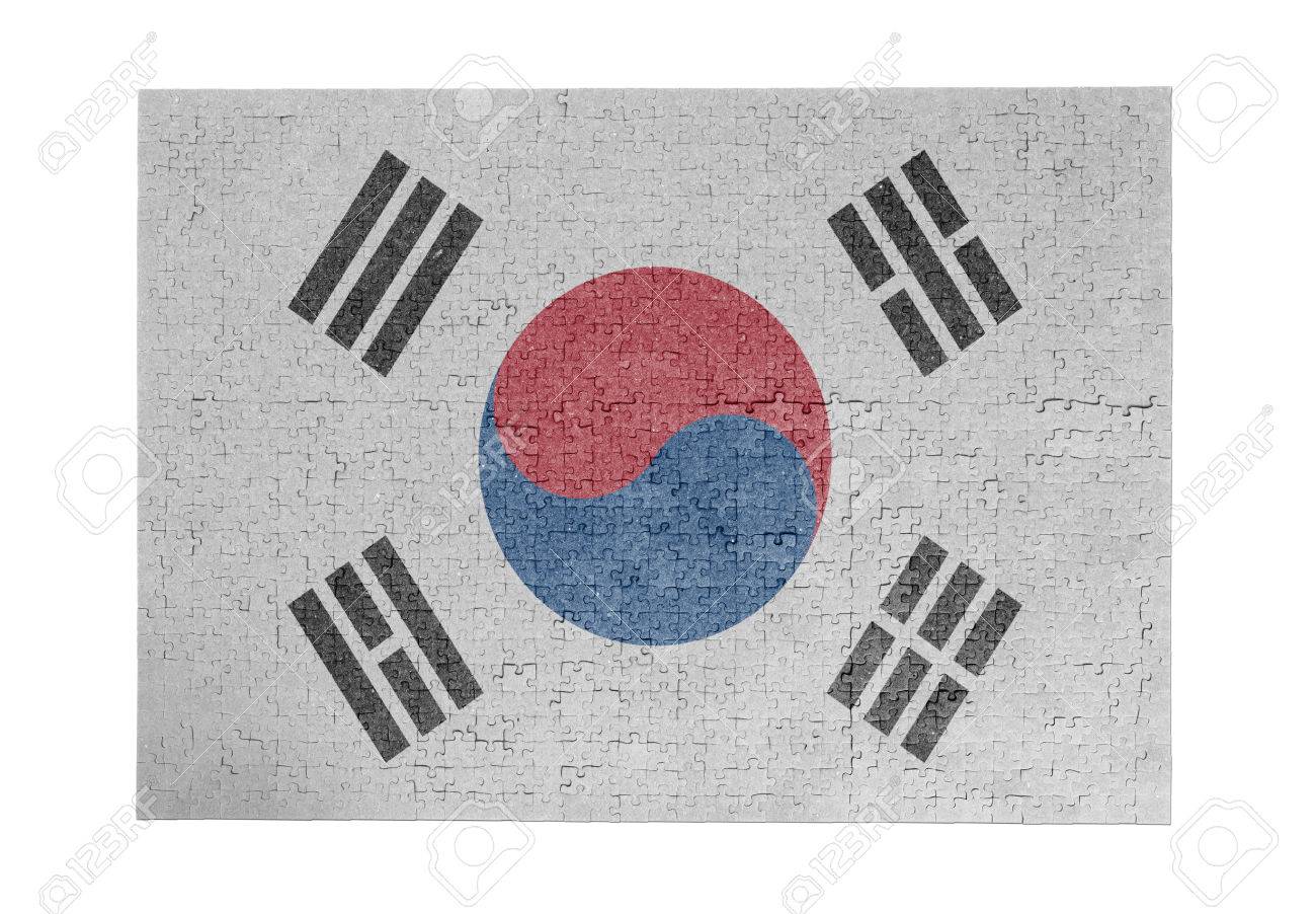large jigsaw puzzle of 1000 pieces flag south korea stock photo