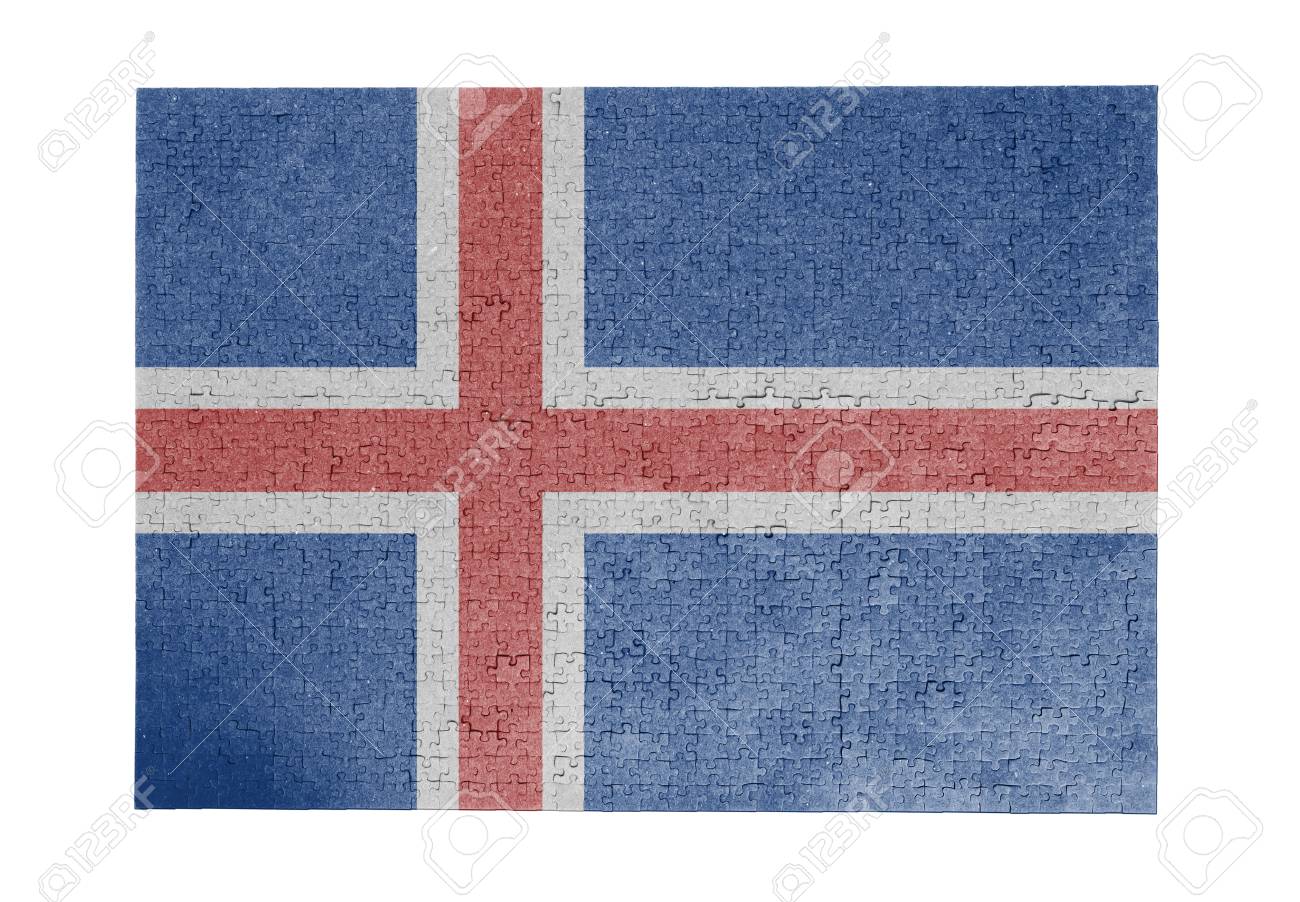 large jigsaw puzzle of 1000 pieces with flag of iceland stock photo