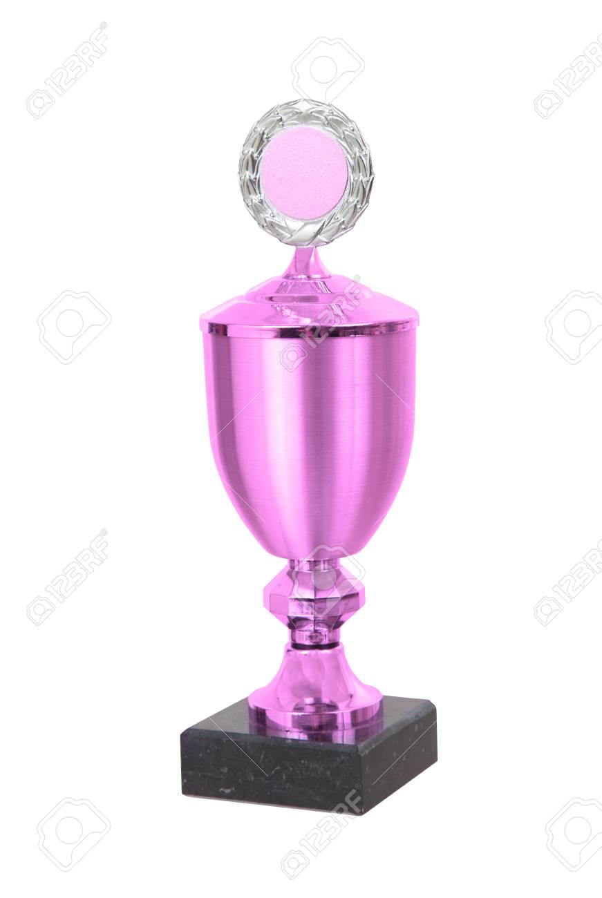 trophy cup isolated on a white background pink stock photo