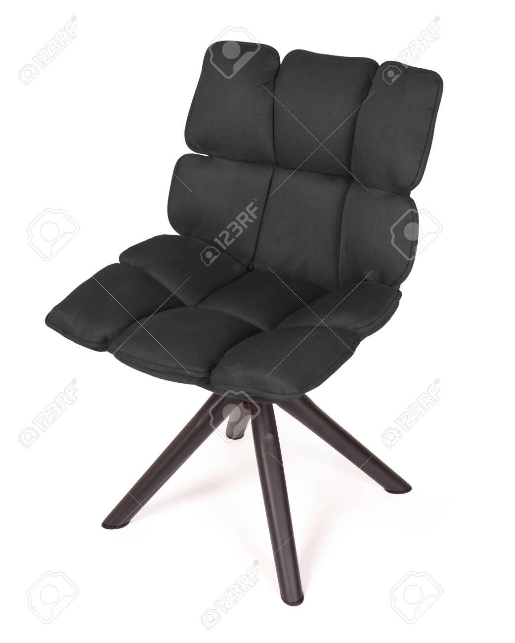 Modern Chair Made From Suede And Metal Isolated On White Black Stock Photo Picture And Royalty Free Image Image 145228089