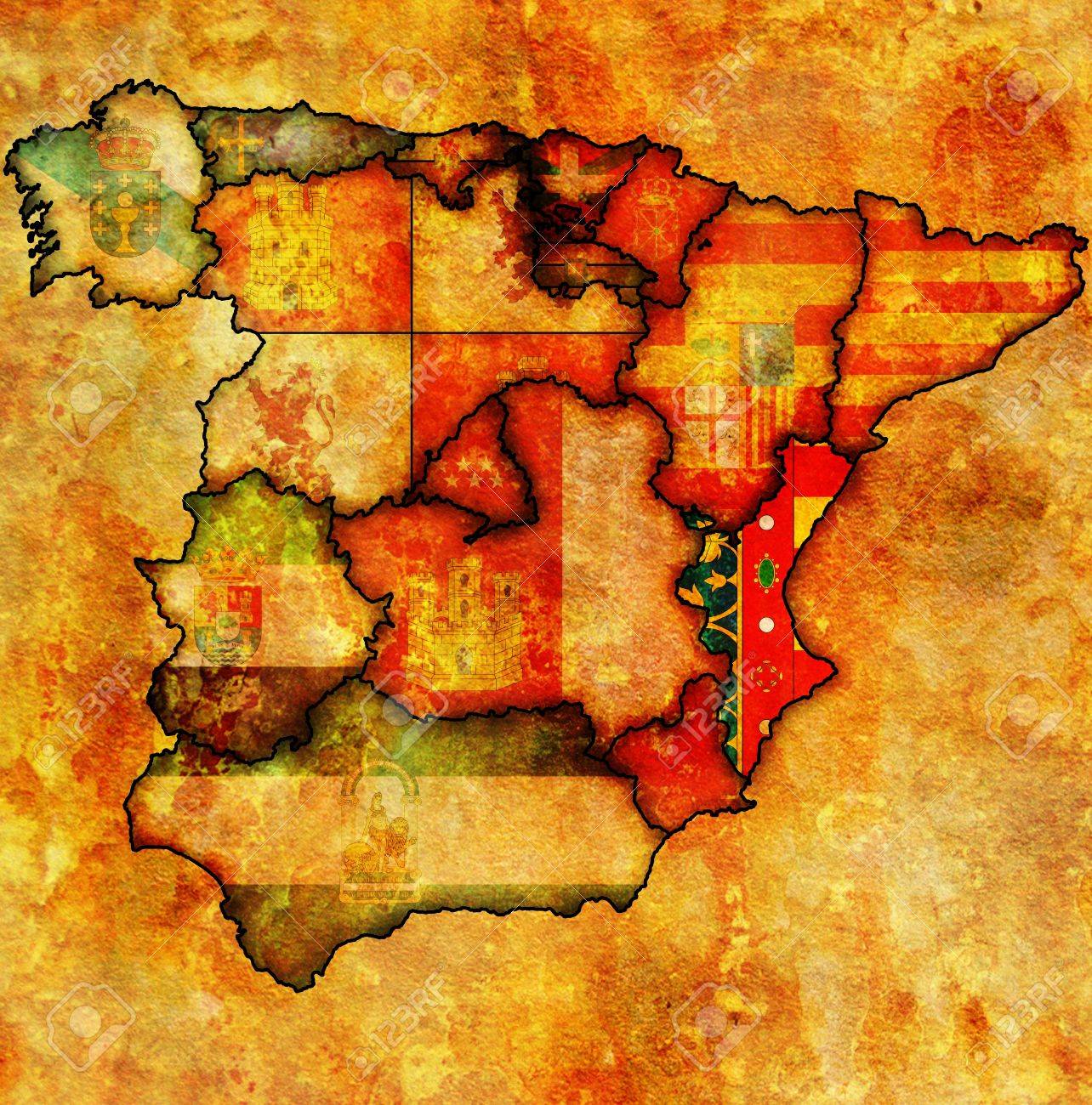 スペインの地域の旗やエンブレムの管理地図バレンシア地方 の写真素材 画像素材 Image