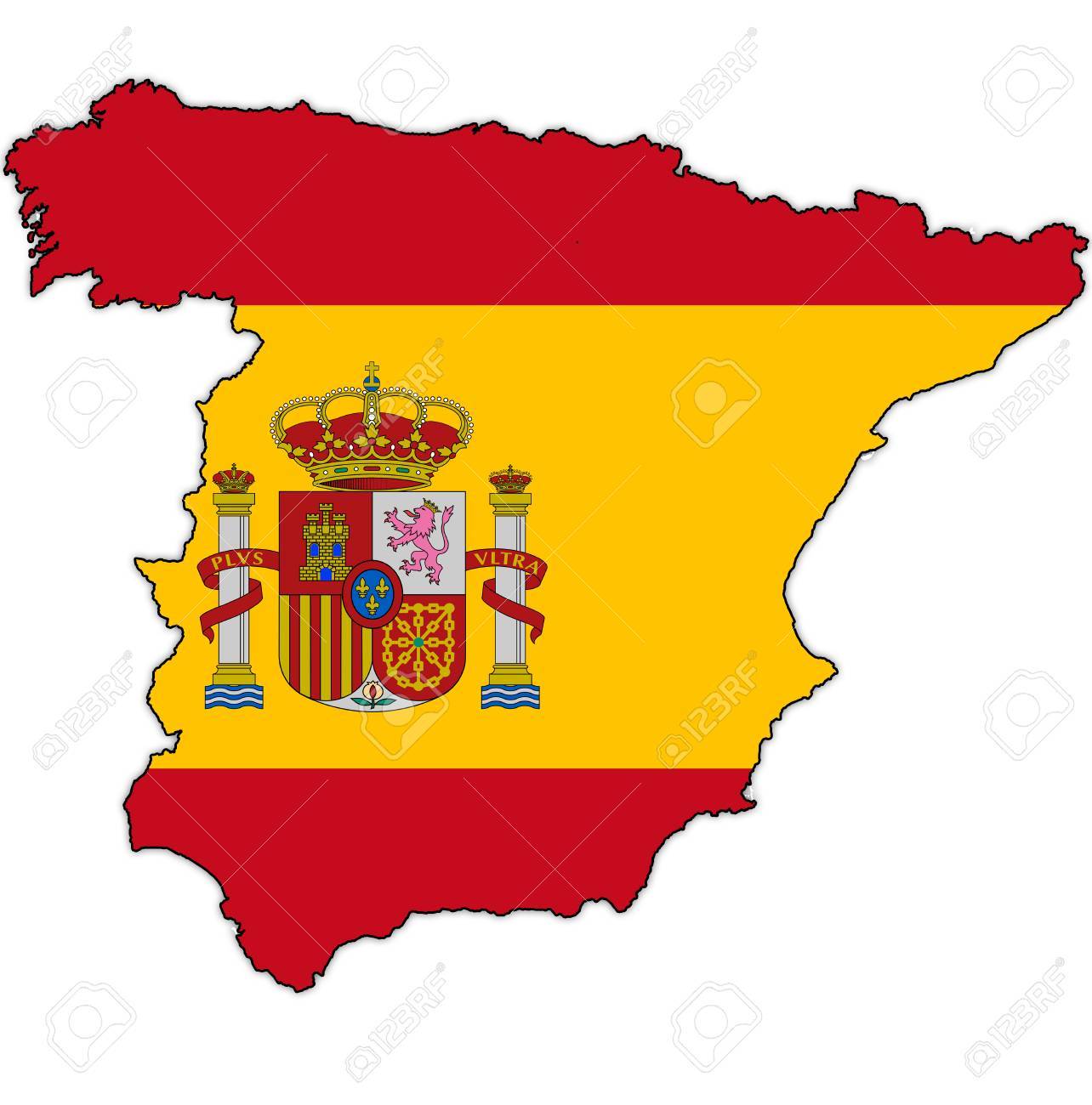 Map Ofterritory Of Spain With National Flag And Border Stock Photo Picture And Royalty Free Image Image