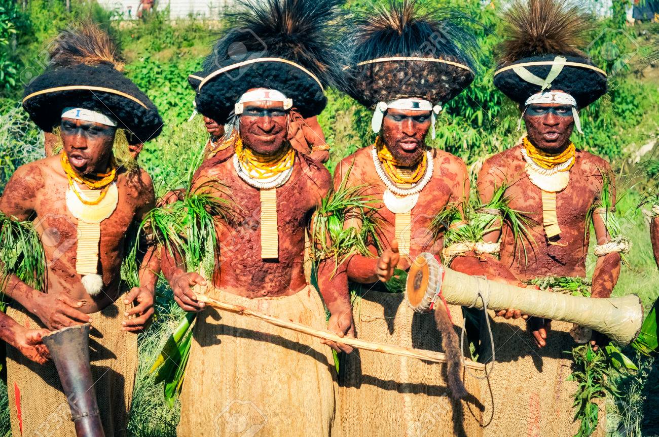 Wabag Papua New Guinea Circa August 2015 Four Half Naked Native Men During Traditional Enga Cultural Show In Wabag Papua New Guinea Documentary Editorial Stock Photo Picture And Royalty Free Image Image 57139125
