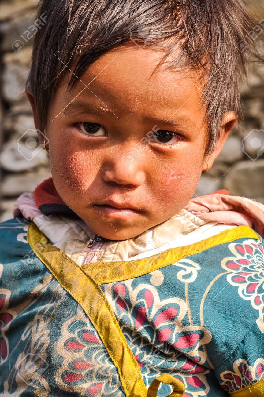 Beni Nepal Circa May 2012 Small Girl With Short Brown Hair