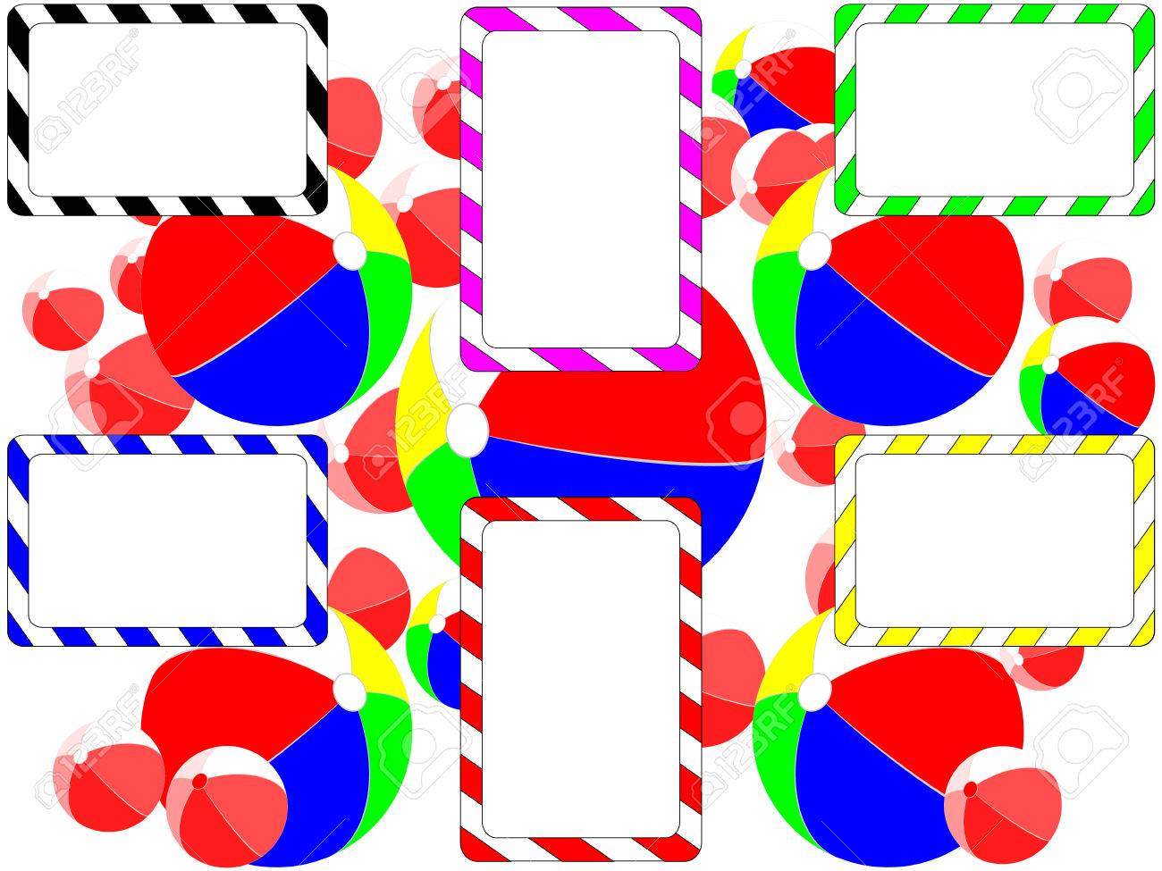 background leaflet balloons and rainbow striped business cards