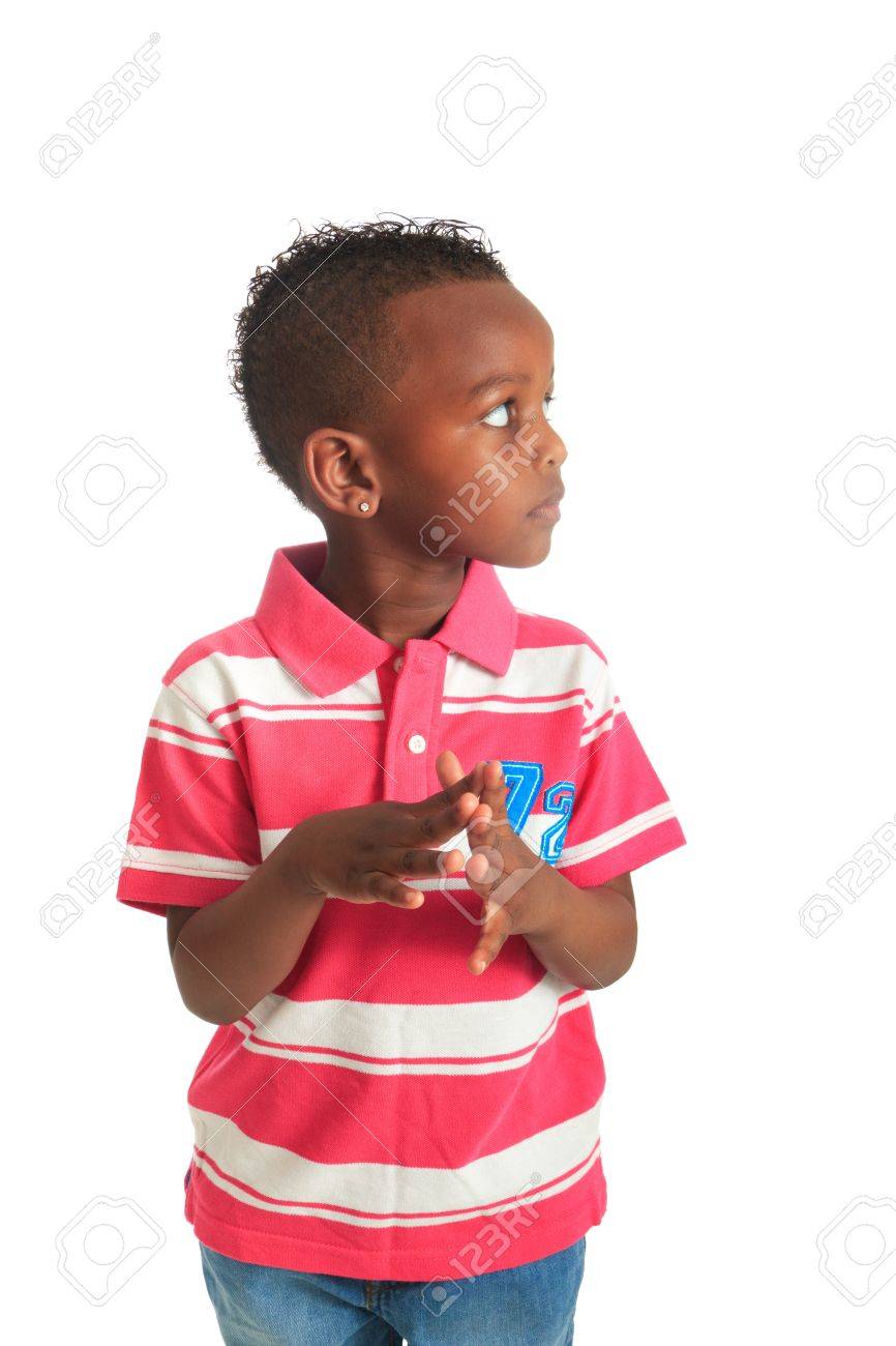 Afro Americain Bel Enfant Noir Qui Sourit Isoles Metisse Cheveux Boucles Dents Banque D Images Et Photos Libres De Droits Image