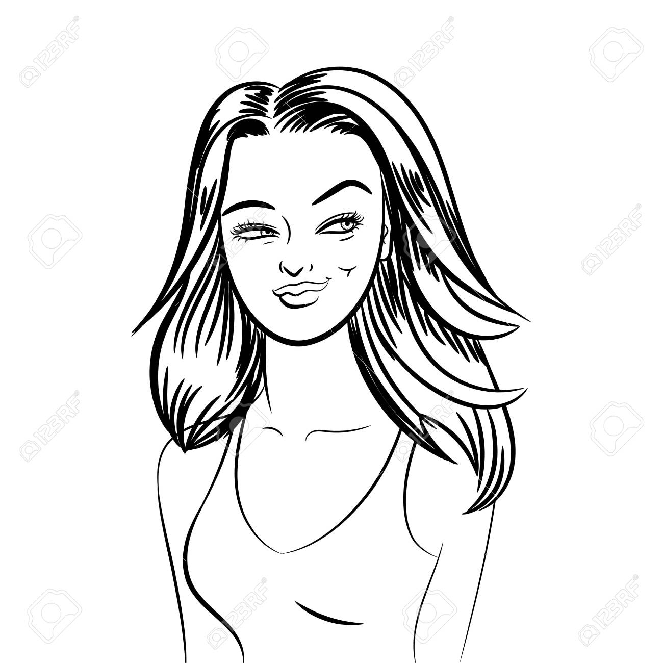 Beautiful Pop Art Illustration With A Girl On A White Background Royalty Free Cliparts Vectors And Stock Illustration Image