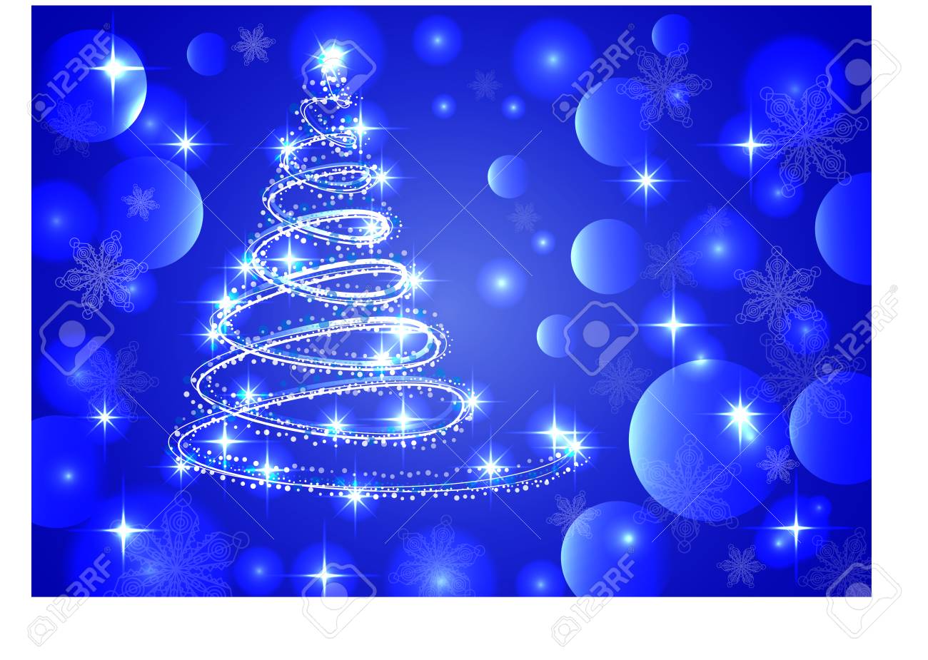 Sparkling, Bright, Blue New Year Or Christmas Background With A Glowing  Christmas Tree, Stars, Snowflakes, Effects. Happy Christmas And New Year.  Royalty Free SVG, Cliparts, Vectors, and Stock Illustration. Image 86260208., image size:1300x925