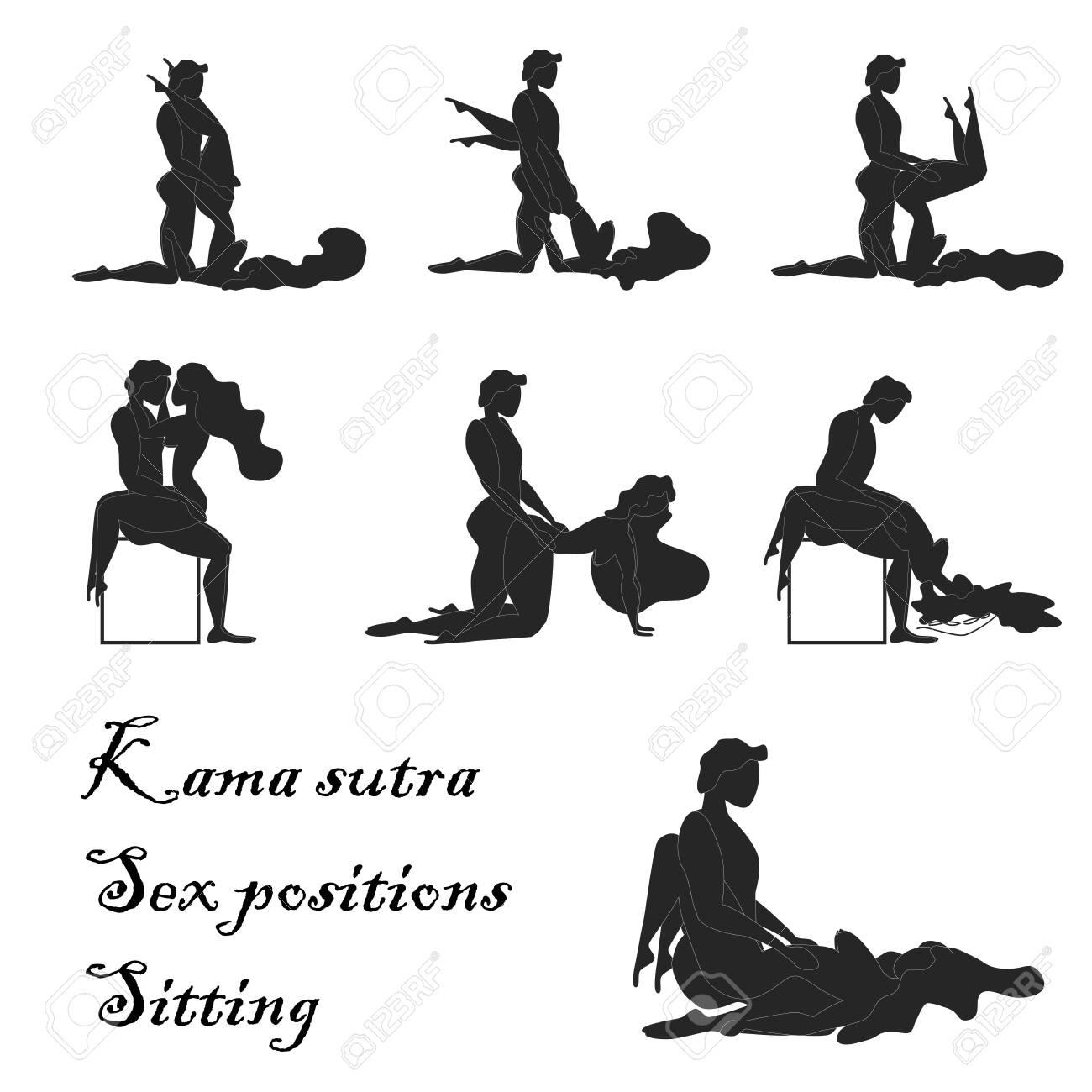 Kamasutra, Poses Esquemáticas Para Hacer El Amor. Colocar. Posiciones Para  Sentarse Ilustraciones svg, vectoriales, clip art vectorizado libre de  derechos. Image 126088990