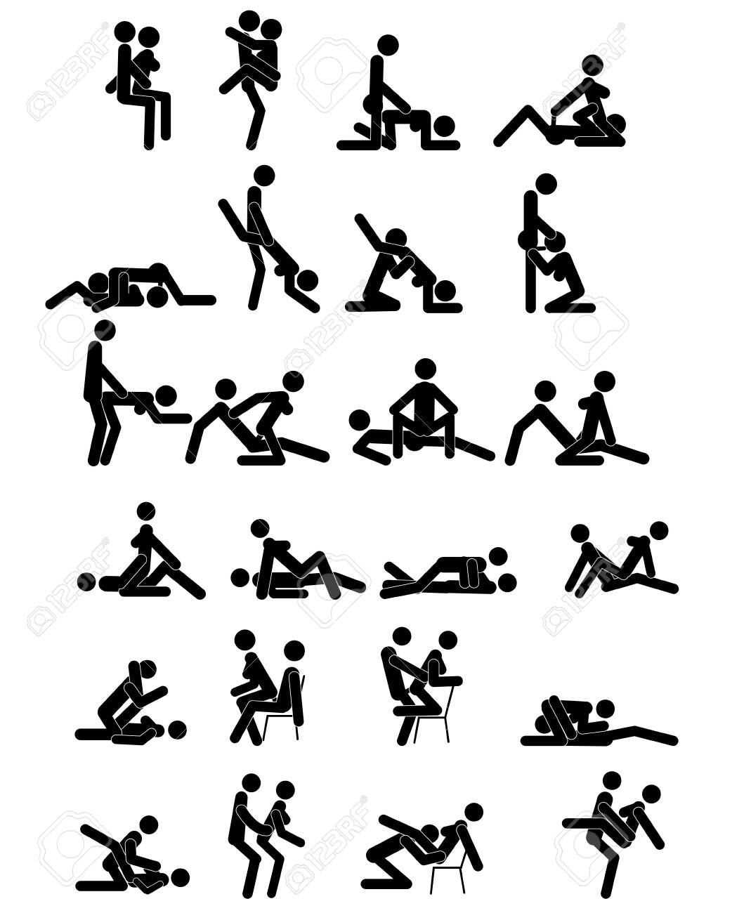 Dessin Animé Différentes Poses De Sexe. Concept De Passion Érotique.  Kamasutra, Poses Sommaires Pour Faire L'amour. Ensemble. Yin Et Yang,  L'homme Et La Femme S'aiment Clip Art Libres De Droits, Svg, Vecteurs