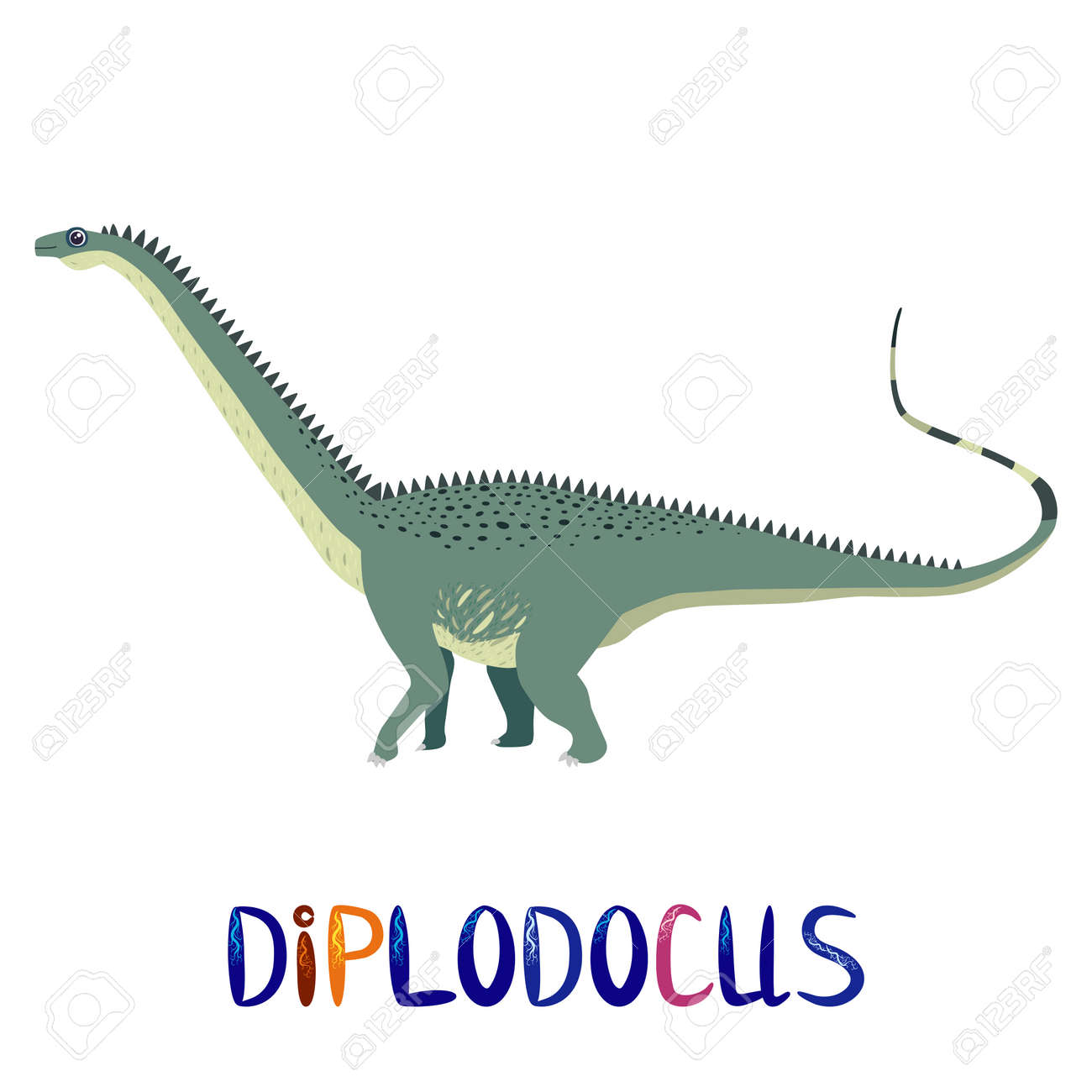 Marsh diplodocus, prehistoric dinosaurs collection. Ancient animals. Hand drawn. - 170465942 Marsh diplodocus, prehistoric dinosaurs collection. Ancient animals. Hand drawn. - 170465942