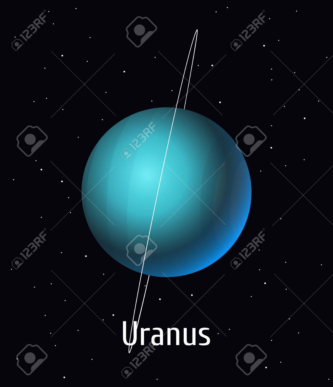 Vector Illustration Objet Du Système Solaire Uranus Sur Le Fond De Lespace