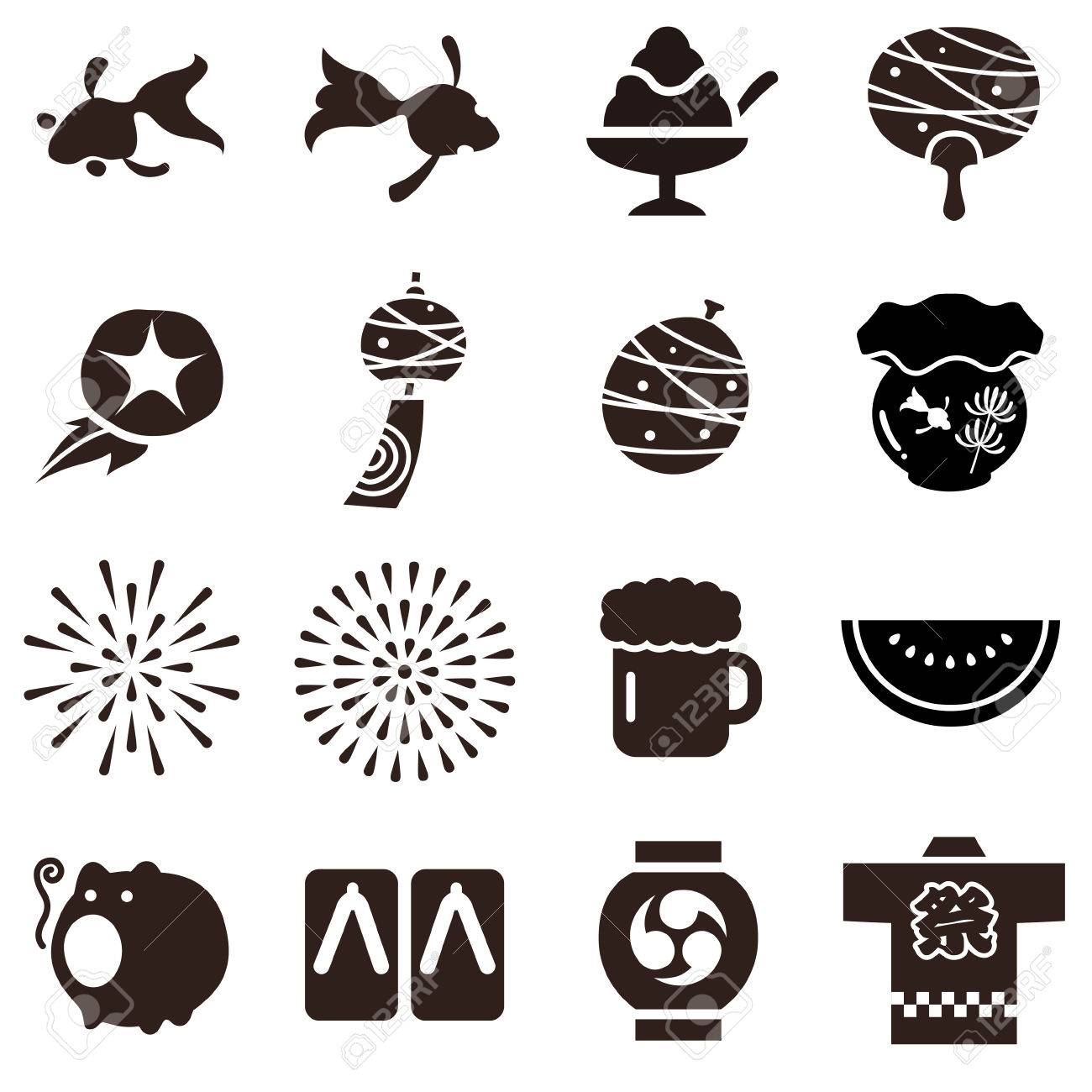 日本の夏に様々 な一般的なもののイラストのイラスト素材 ベクタ Image