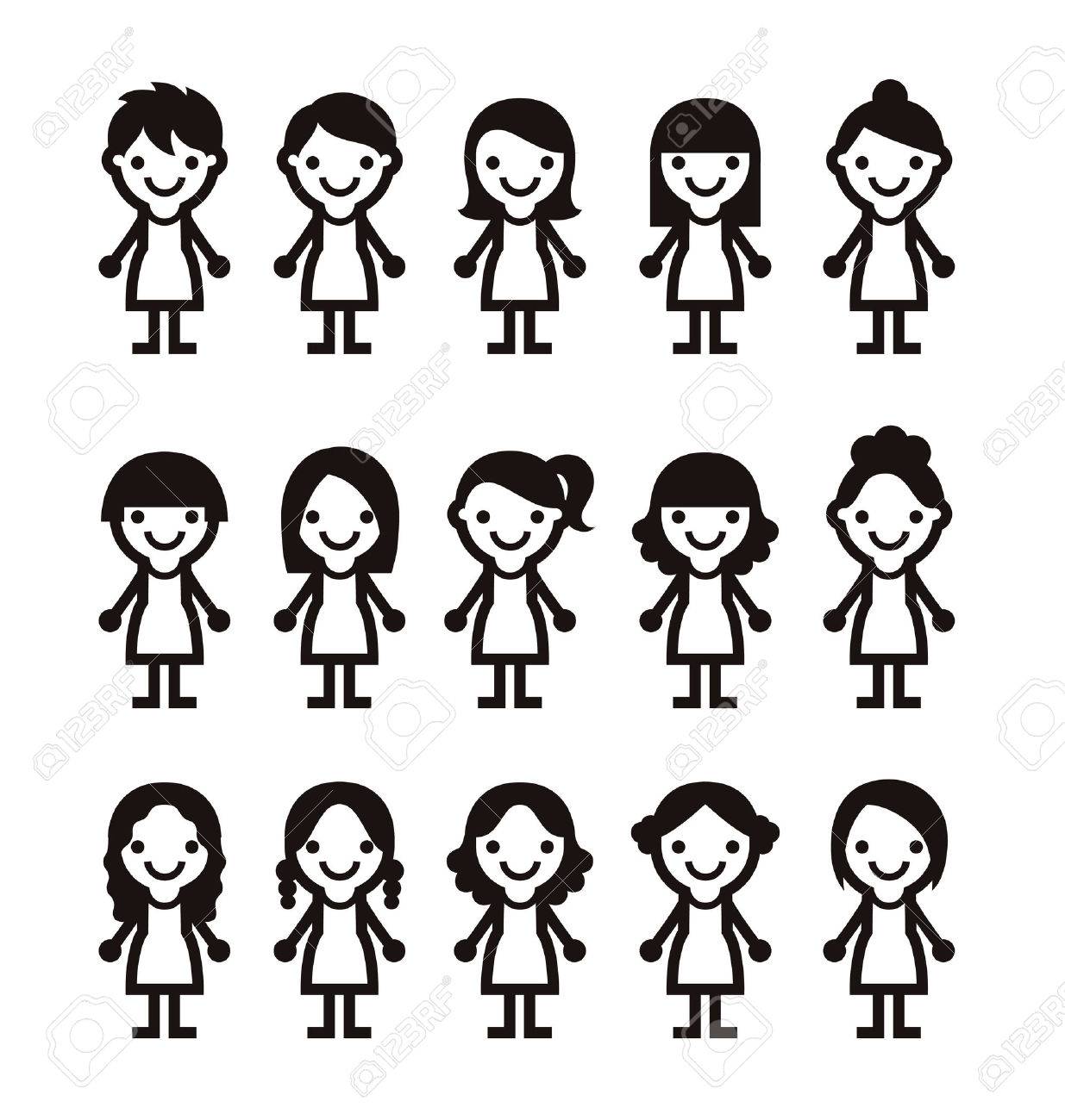 アイコン イラストの女性のための髪のスタイルのイラスト素材 ベクタ Image
