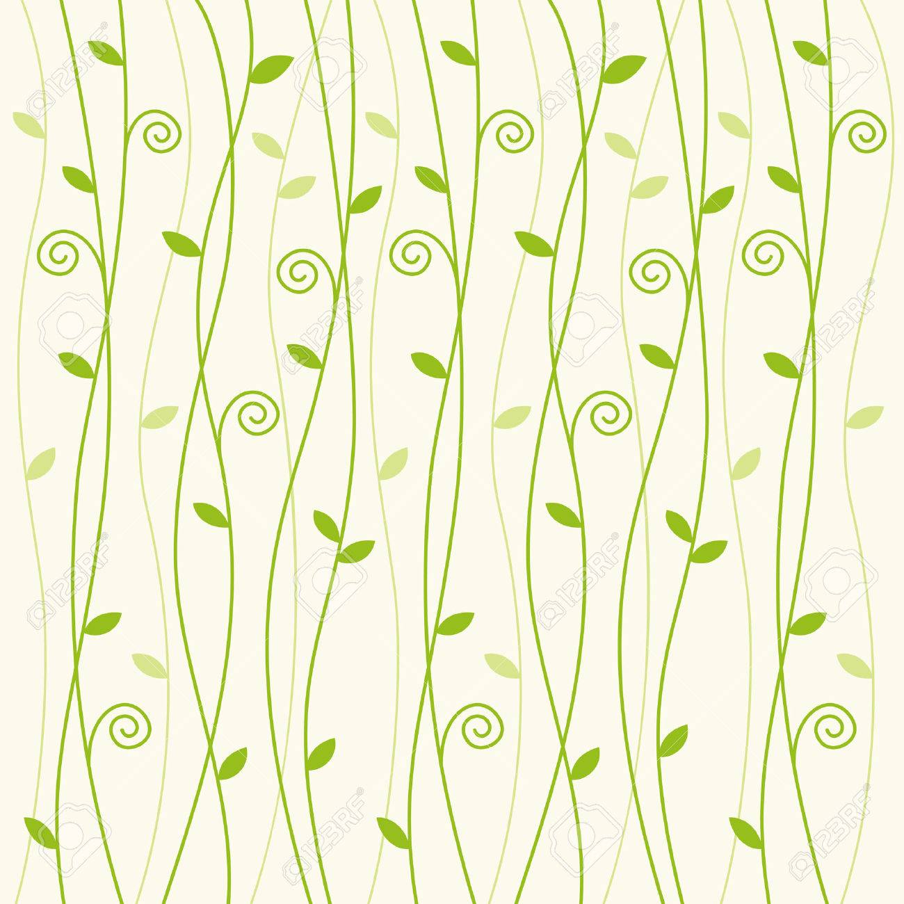 淡い緑の背景に緑のつるつるパターン のイラスト素材 ベクタ Image