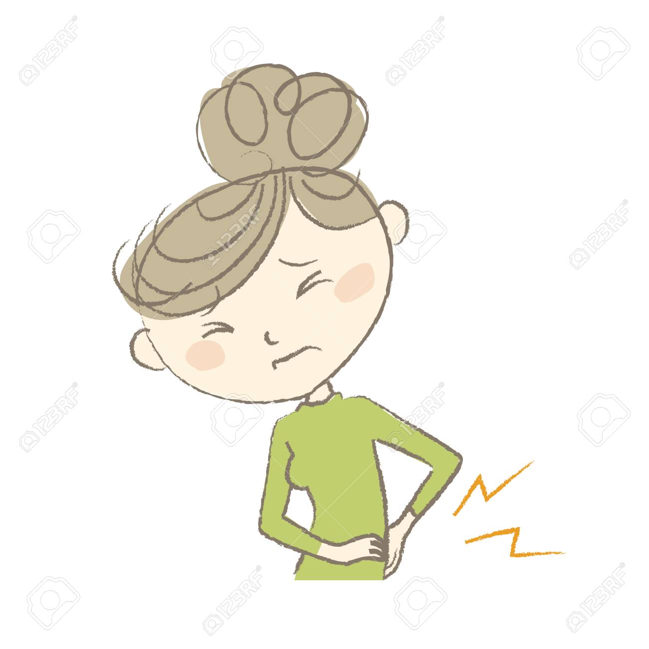 腰痛を持つ若い女性のイラスト素材 ベクタ Image 腰痛を持つ若い女性のイラスト素材 ベクタ Image