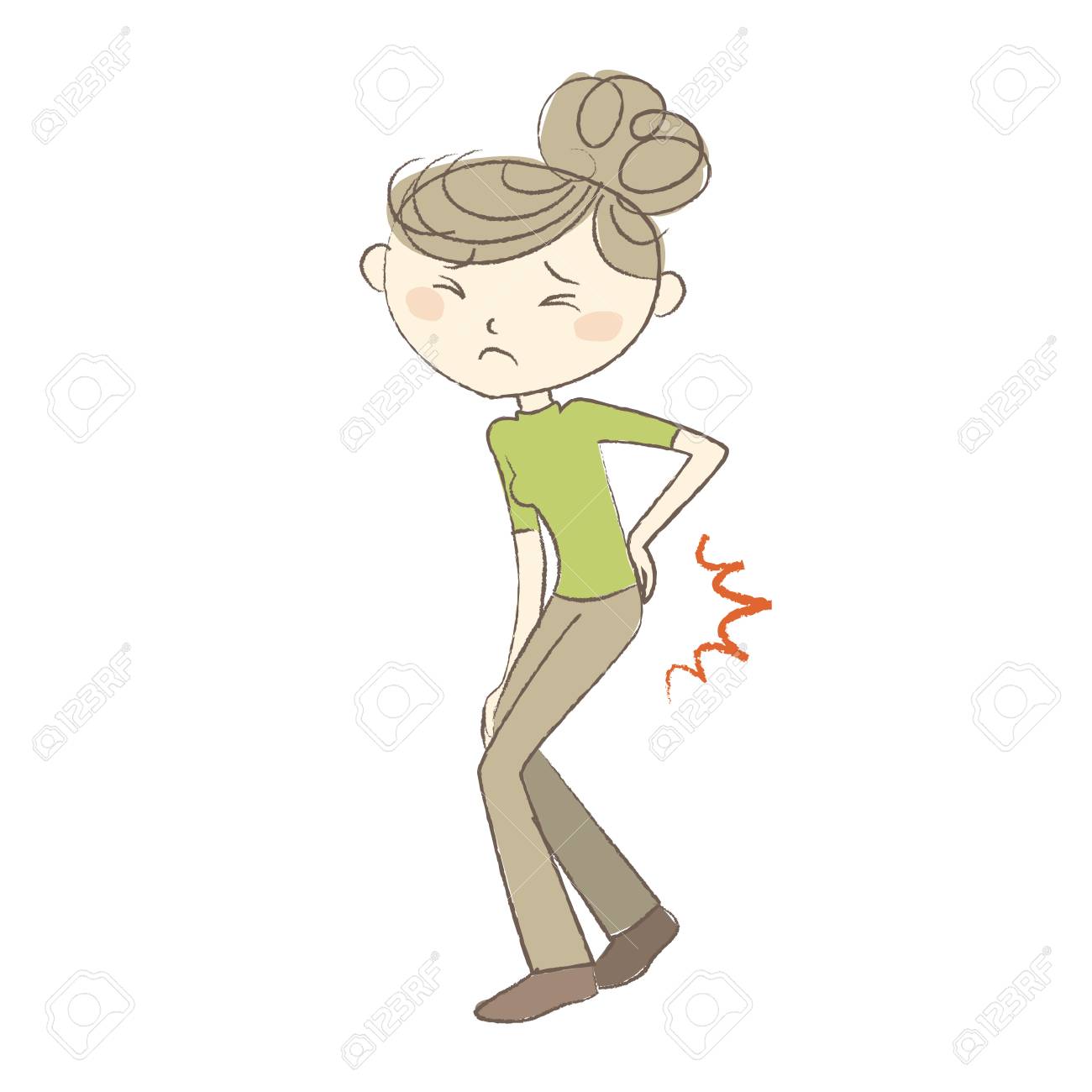 若い女性は腰痛に苦しむのイラスト素材 ベクタ Image 若い女性は腰痛に苦しむのイラスト素材 ベクタ Image