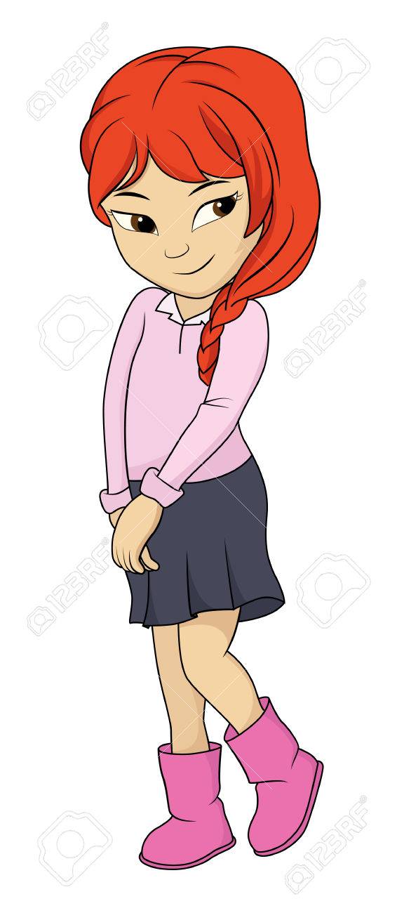 内気な少女 Vector とイラスト のイラスト素材 ベクタ Image