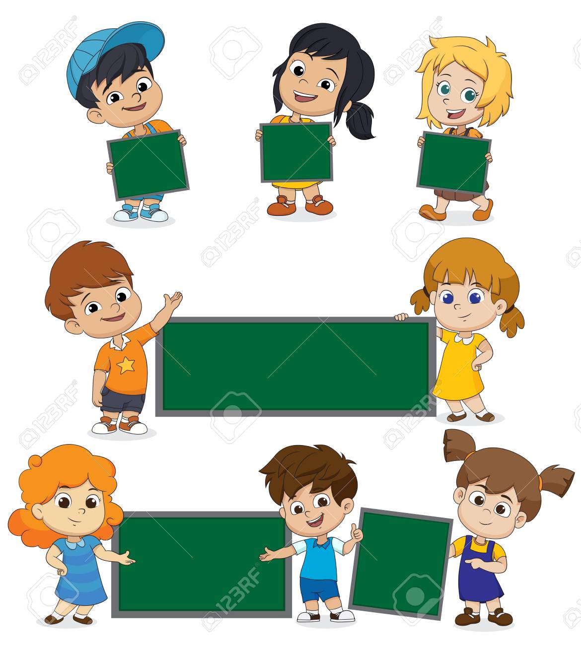 戻る学校子供と空白のテンプレート このマッサージを置くことができ