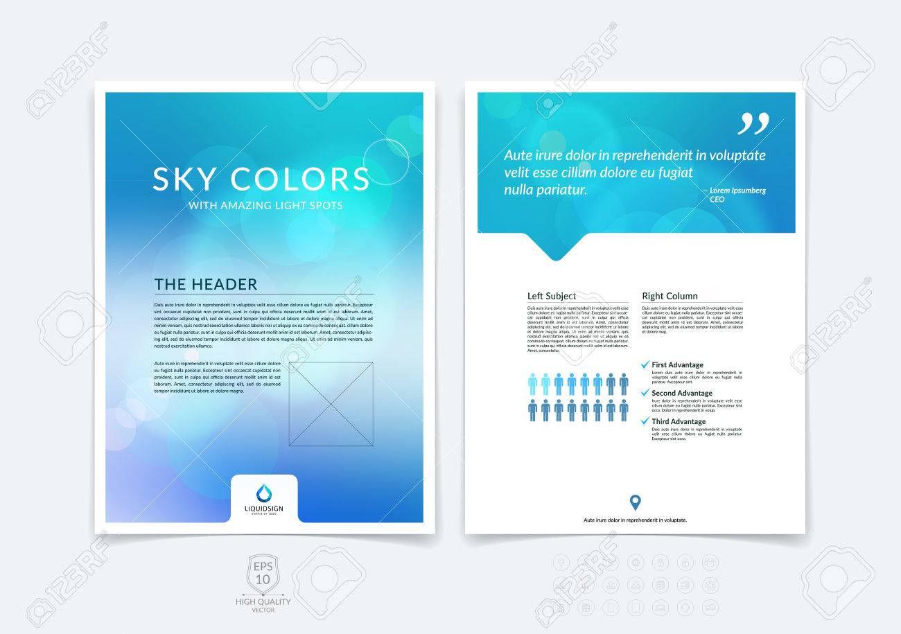 Abstract business brochure, flyer and cover design layout template with blue and grey blurred background and light spots. - 52680429 Abstract business brochure, flyer and cover design layout template with blue and grey blurred background and light spots. - 52680429
