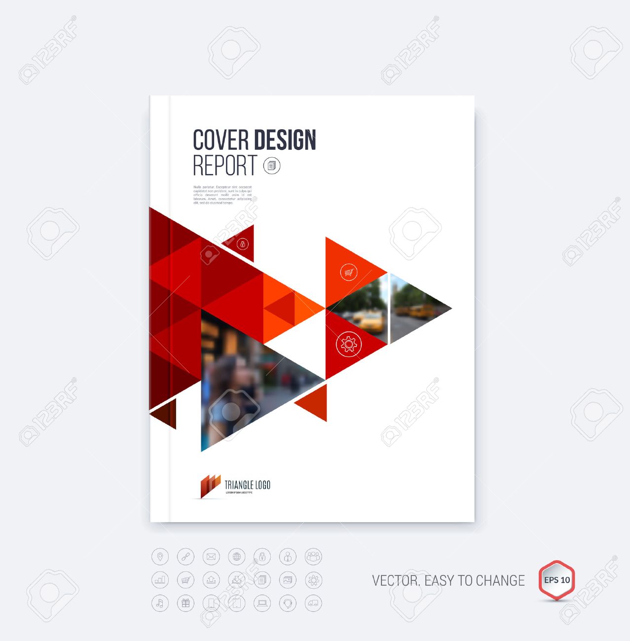 Brochure template layout, cover design annual report, magazine, flyer or booklet in A4 with red dynamic triangular geometric shapes on polygonal background. Vector Illustration. - 54499818 Brochure template layout, cover design annual report, magazine, flyer or booklet in A4 with red dynamic triangular geometric shapes on polygonal background. Vector Illustration. - 54499818