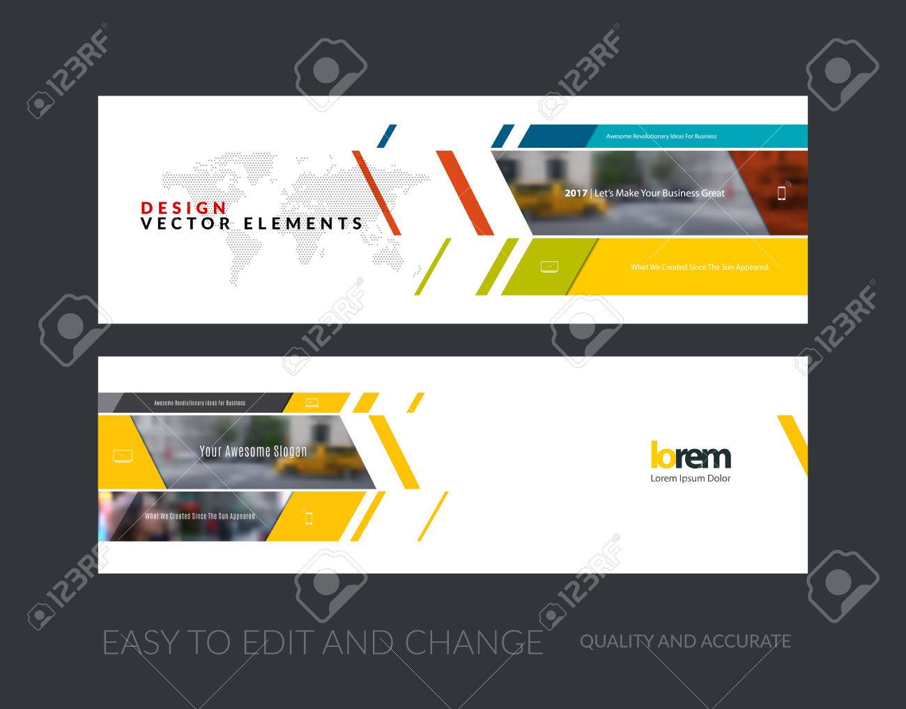 vector set of modern horizontal website banners with rectangles