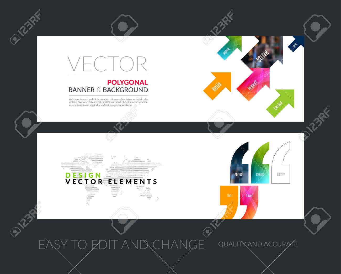 vector set of modern horizontal website banners with diagonal