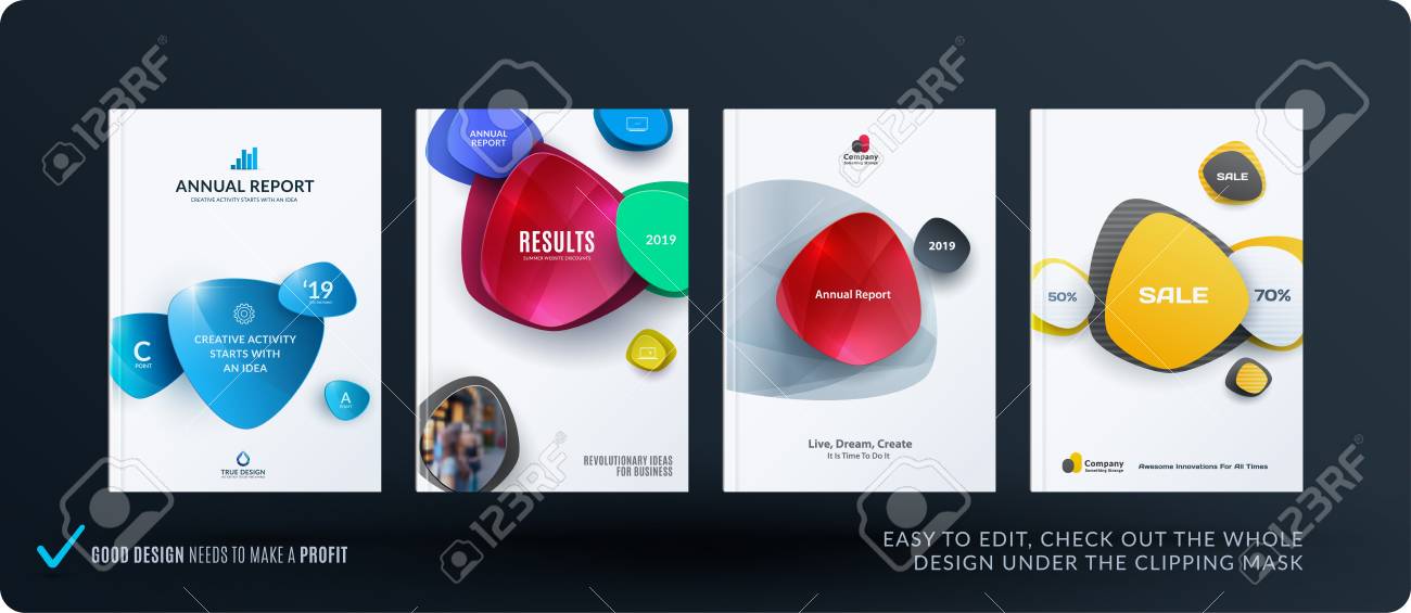 set of design brochure abstract annual report horizontal cover create a brochure free