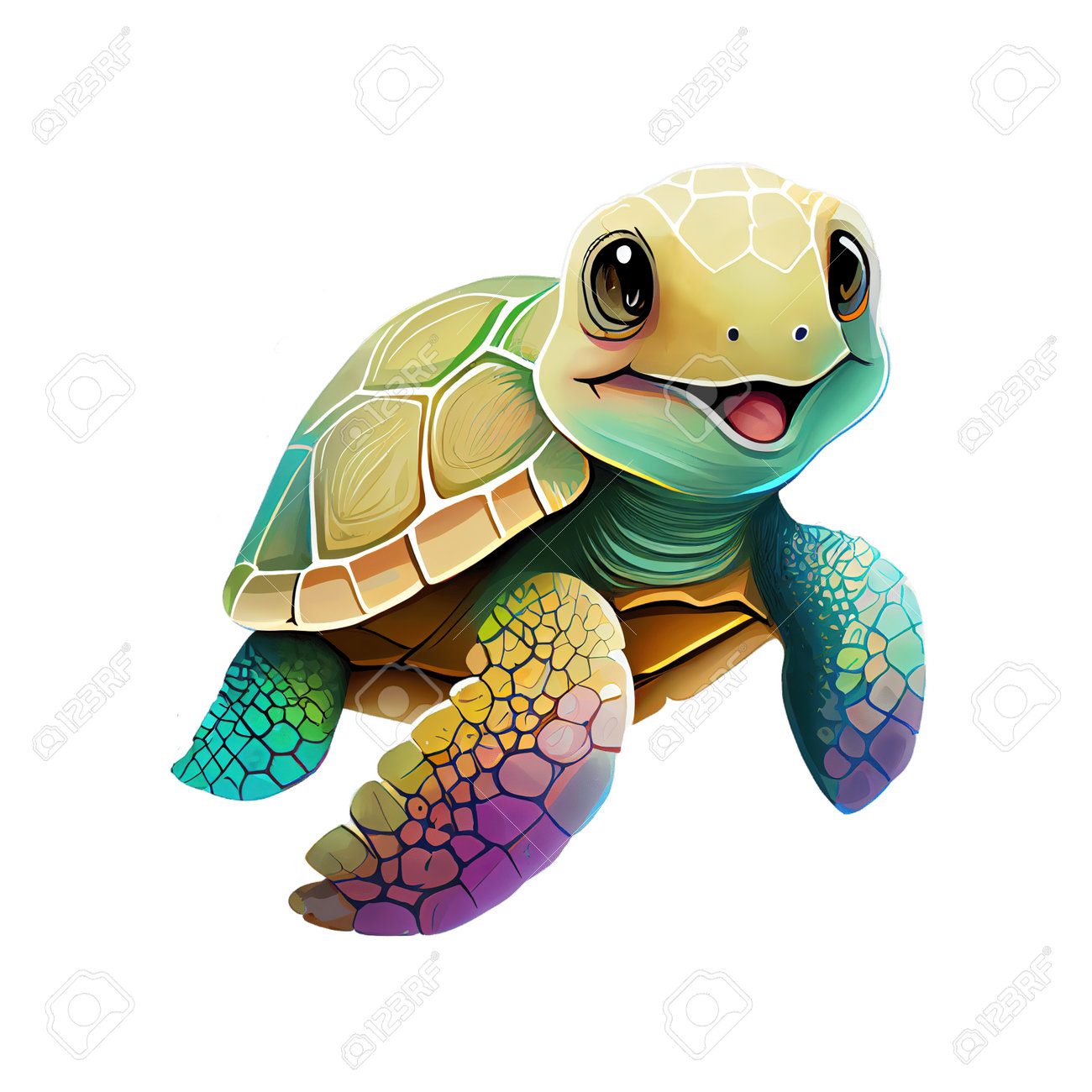 Cute Baby Sea Turtle Colorful Sublimation Designs, Sea Turtle, Ocean Lover Animals, Sea Turtle Printable Digital Files , Watercolor Style Isolated On White Background. Stock Photo, Picture and Royalty Free Image. Image 202746303. for Free Printable Pictures Of Sea Turtles