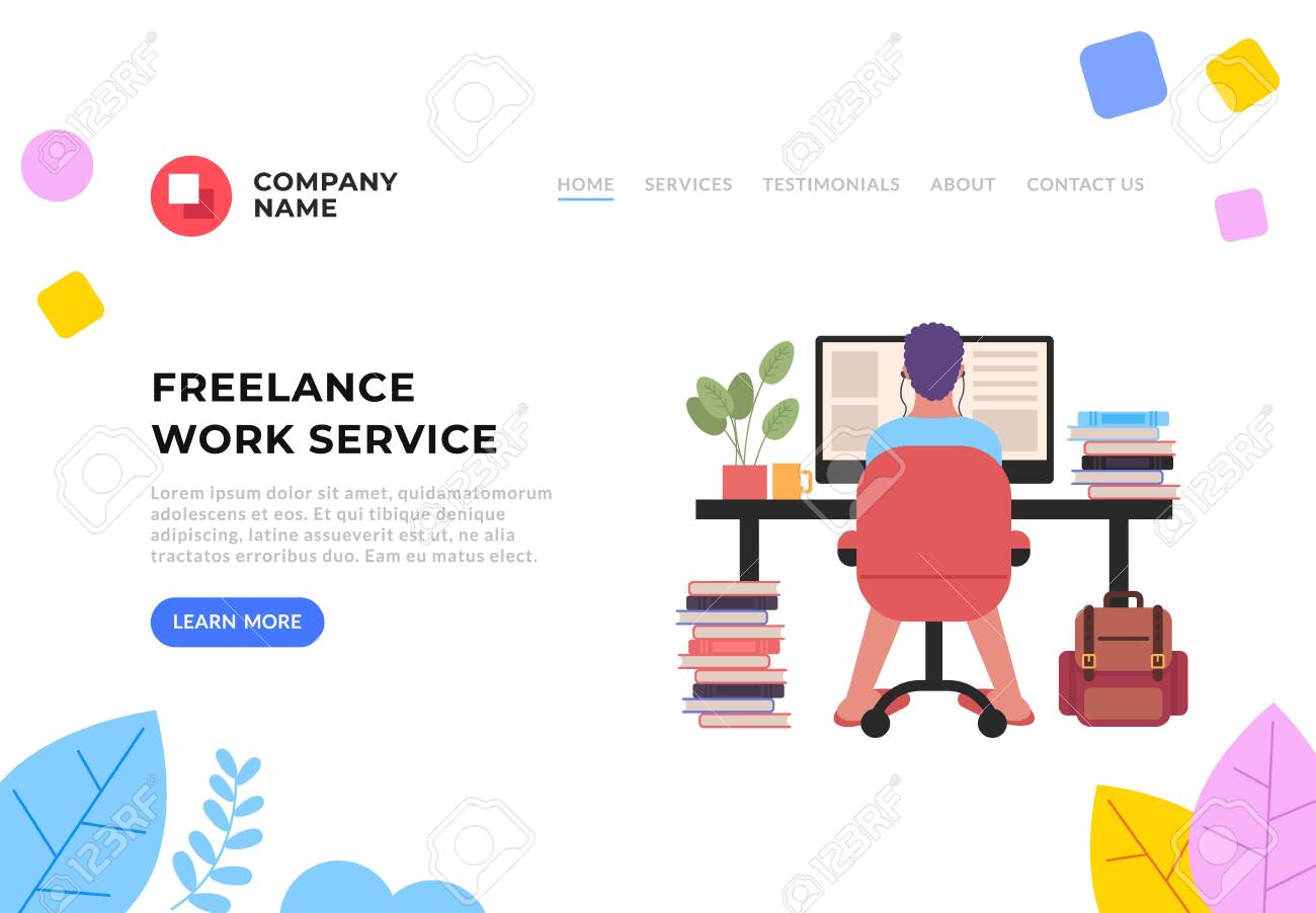 freelance service working flat graphic design banner poster vector freelance service