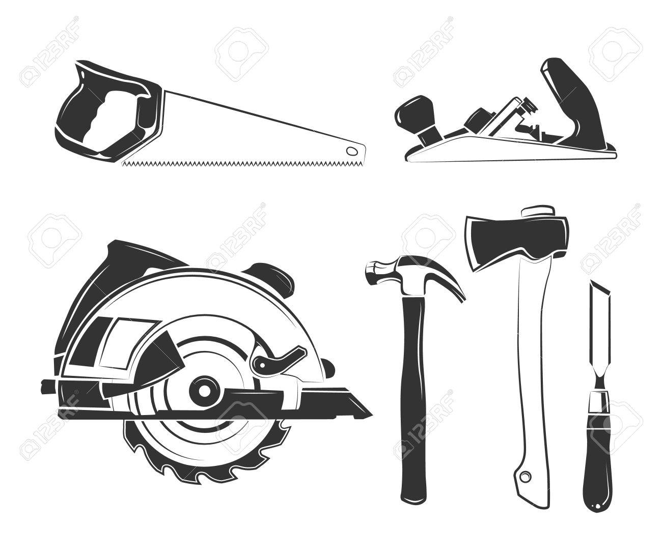 Vector Elements For Carpentry Labels Logos Badges And Emblems Equipment Tool Vector Elements For Carpentry Labels Logos Badges And Emblems Equipment Tool