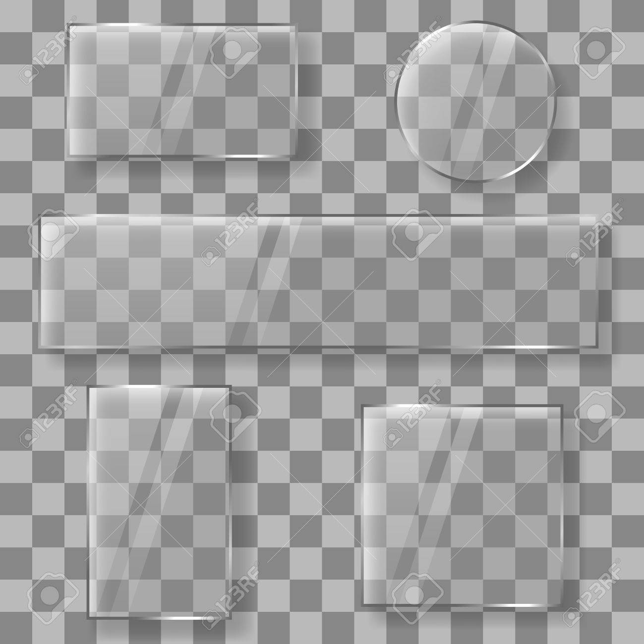 Transparent Glass Plates Banners On Plaid Background Glass Banners Panels Or Glass Frames On Transparent Background Illustration Royalty Free Svg Cliparts Vectors And Stock Illustration Image