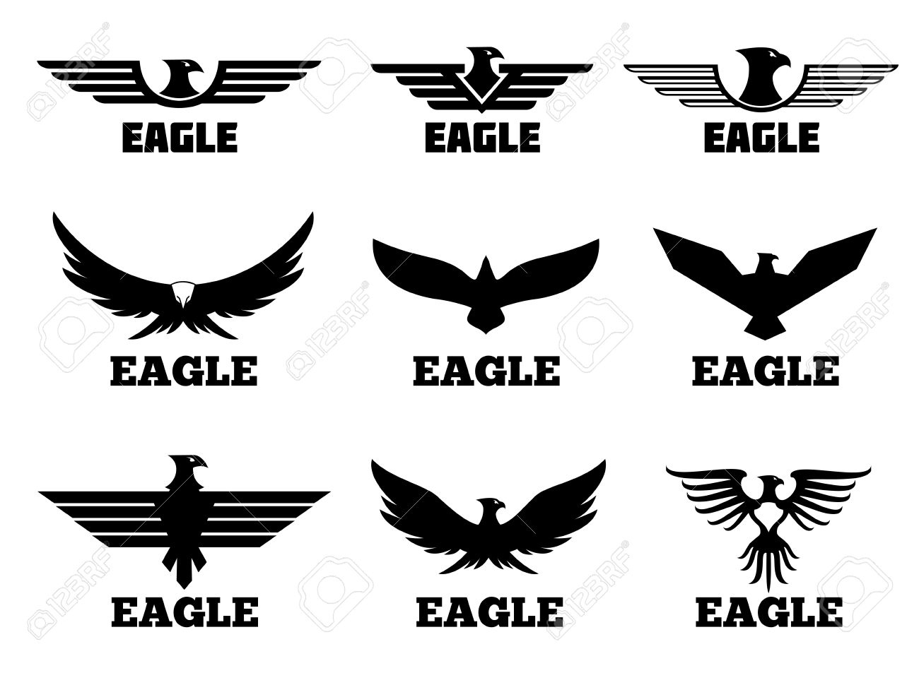 Eagles Set. Black Predator Eagle For Fly Eagle Tattoo Royalty Free SVG, Cliparts, Vectors, And Stock Illustration. Image 55823218. Eagles Set. Black Predator Eagle For Fly Eagle Tattoo Royalty Free SVG, Cliparts, Vectors, And Stock Illustration. Image 55823218.