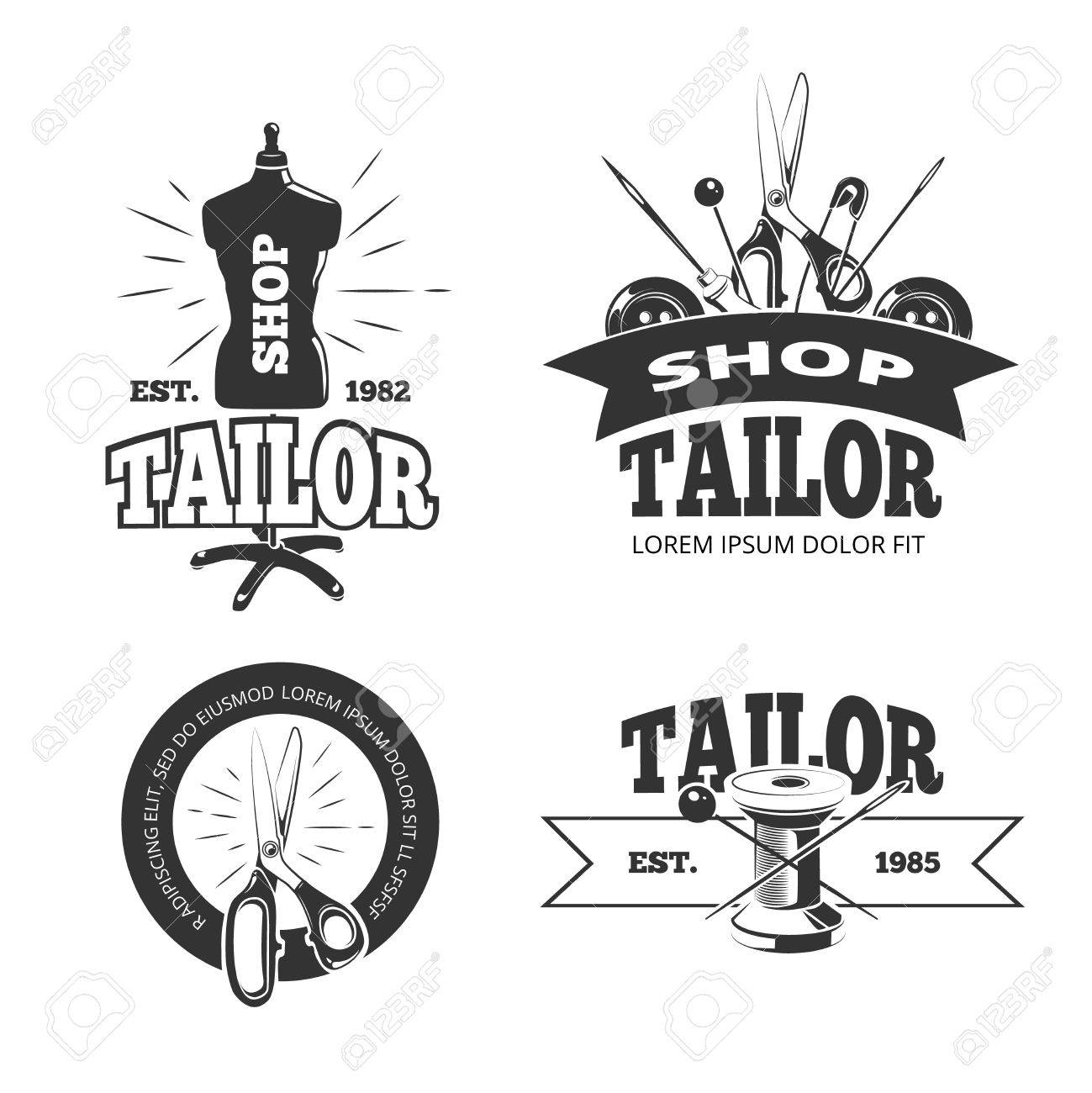 Tailor Shop Vector Labels Badges Logos Emblems Tailor Label