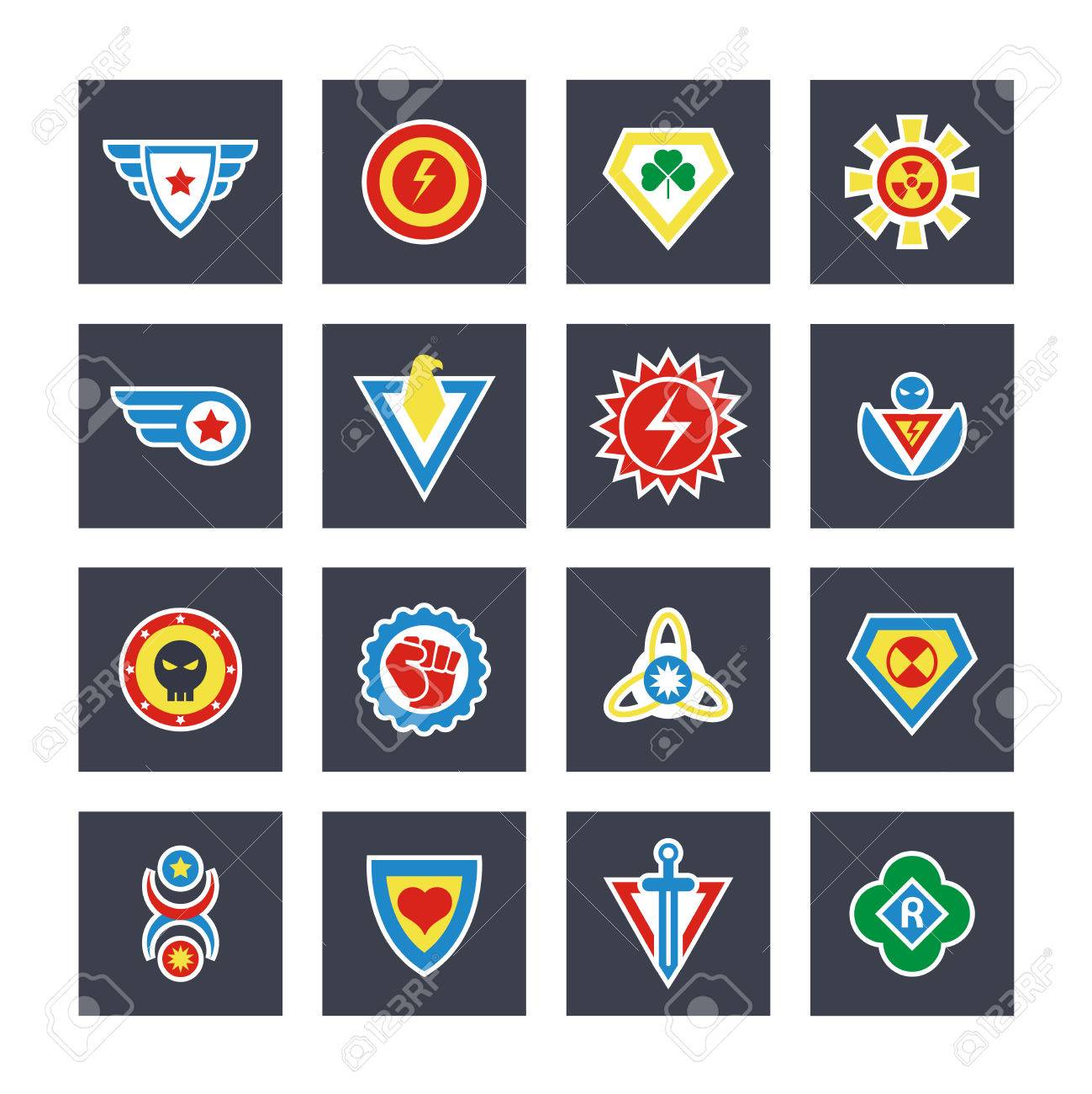 superhero color vector badges emblems logos superhero badge