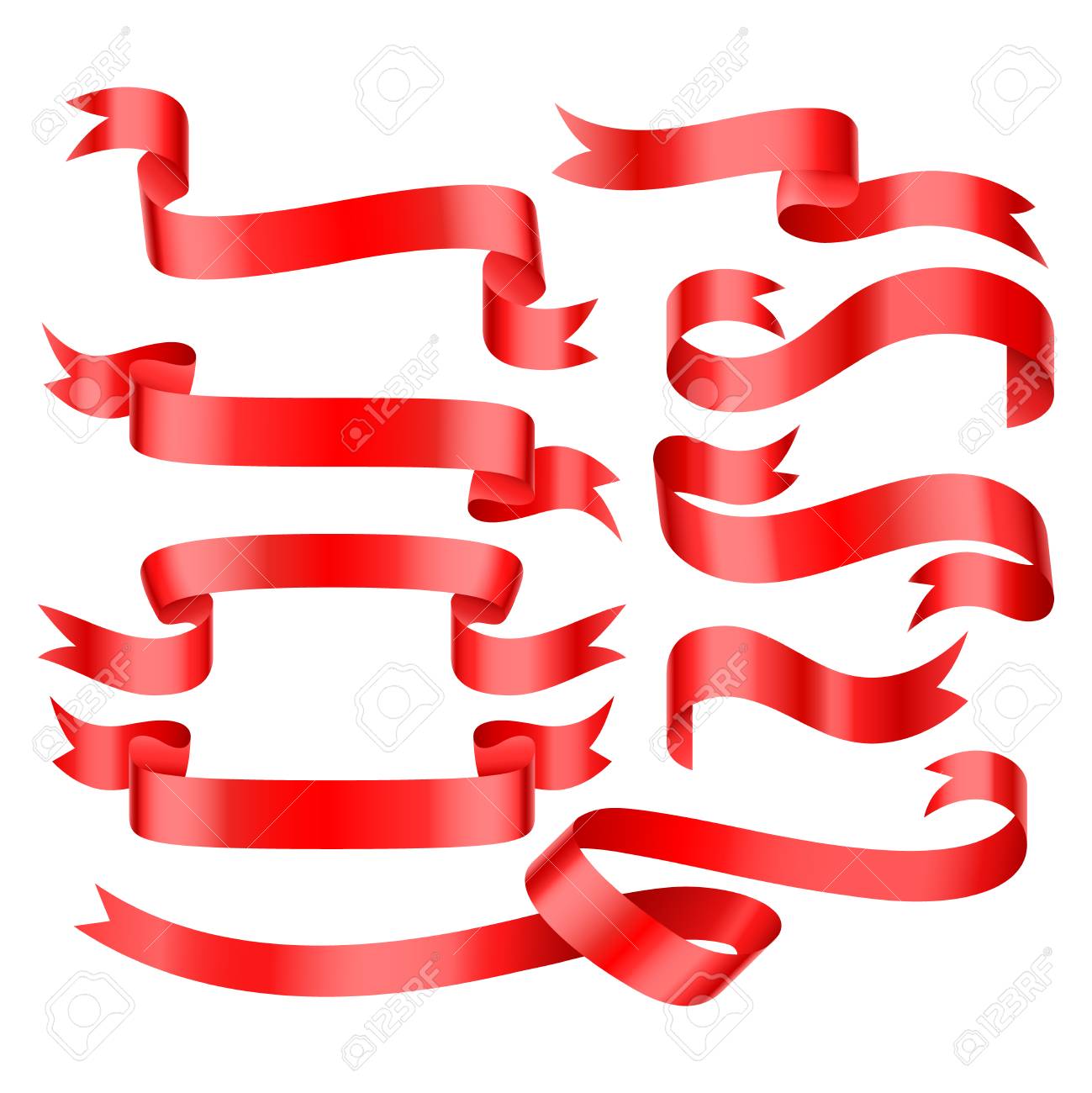 赤の明るい光沢のあるリボン パターン ベクトルのバナーです お祝いやグループの波状サテンやシルク リボン イラスト リボンのイラスト素材 ベクタ Image