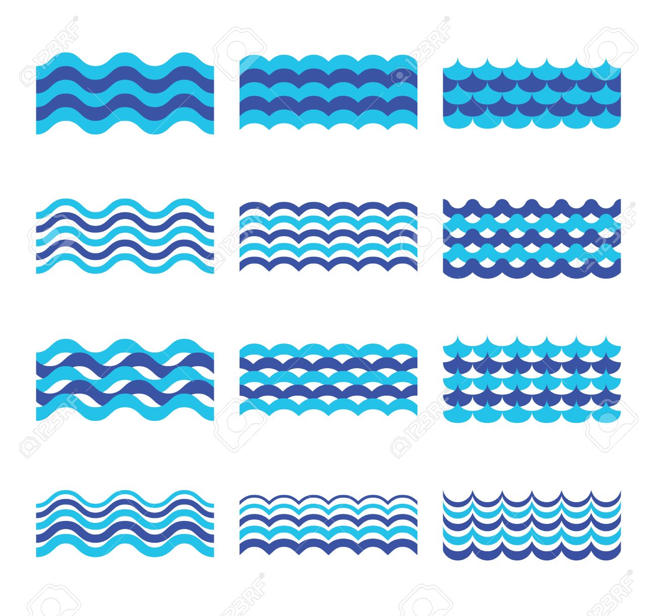 marine sea ocean waves vector set sea water wave element design wave
