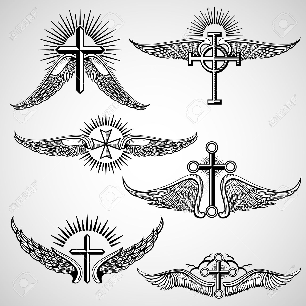 Weinlese Kreuz Und Flugel Tattoo Vektor Elemente Vintage Tattoo Mit Flugel Illustration Tatowierung Mit Kreuz Lizenzfrei Nutzbare Vektorgrafiken Clip Arts Illustrationen Image 60088842
