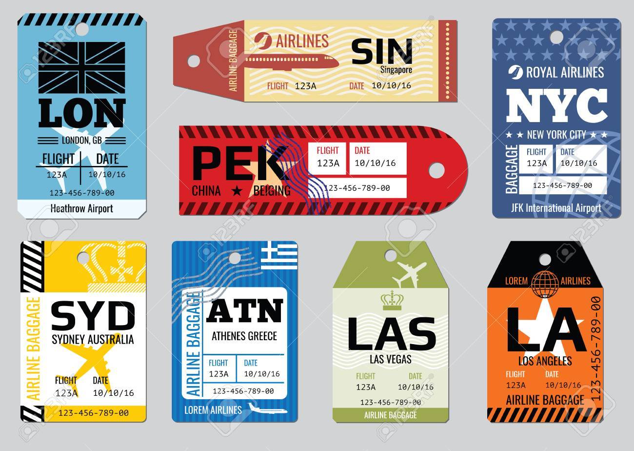 Vintage luggage tags, travel labels vector set. Badge for baggage, cardboard coupon illustration - 61552530 Vintage luggage tags, travel labels vector set. Badge for baggage, cardboard coupon illustration - 61552530